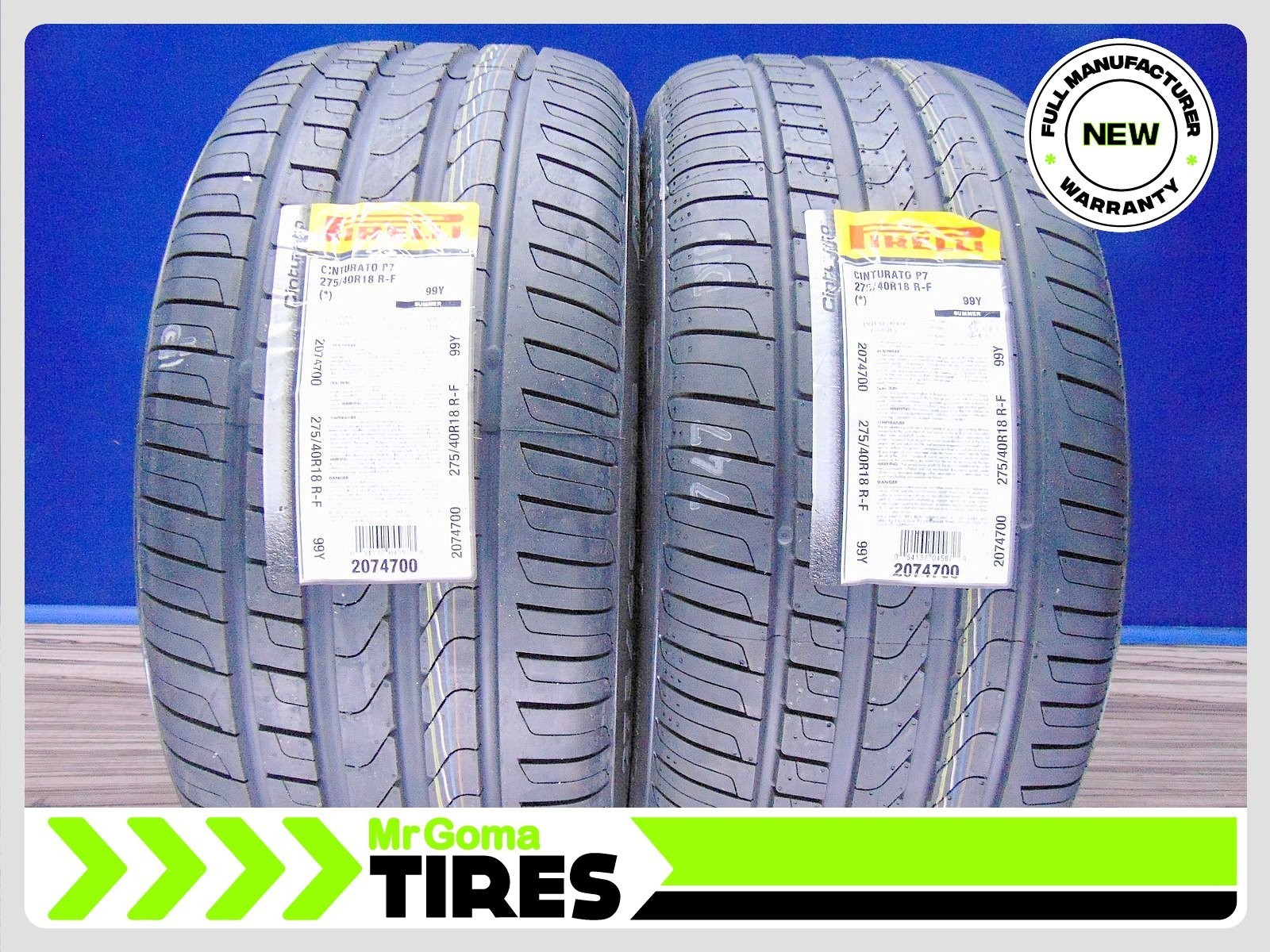 2 BRAND NEW 275/40R18 PIRELLI CINTURATO P7 RSC RFT ECOIMPACT TIRES 99Y Run Flat