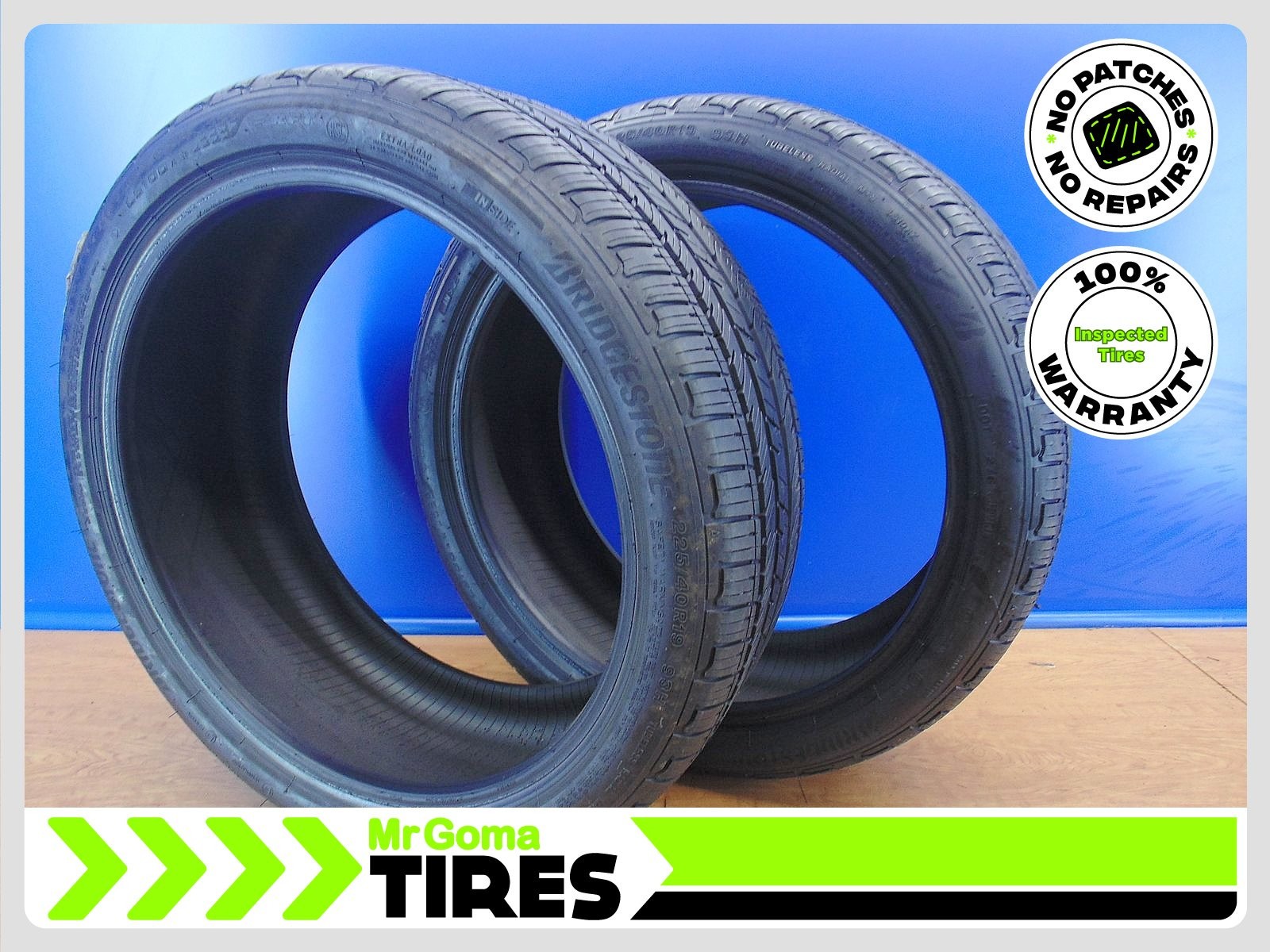 2 225/40R19 USED TIRE BRIDGESTONE TURANZA LS100 RSC RFT XL 7.3/32 TREAD 93H