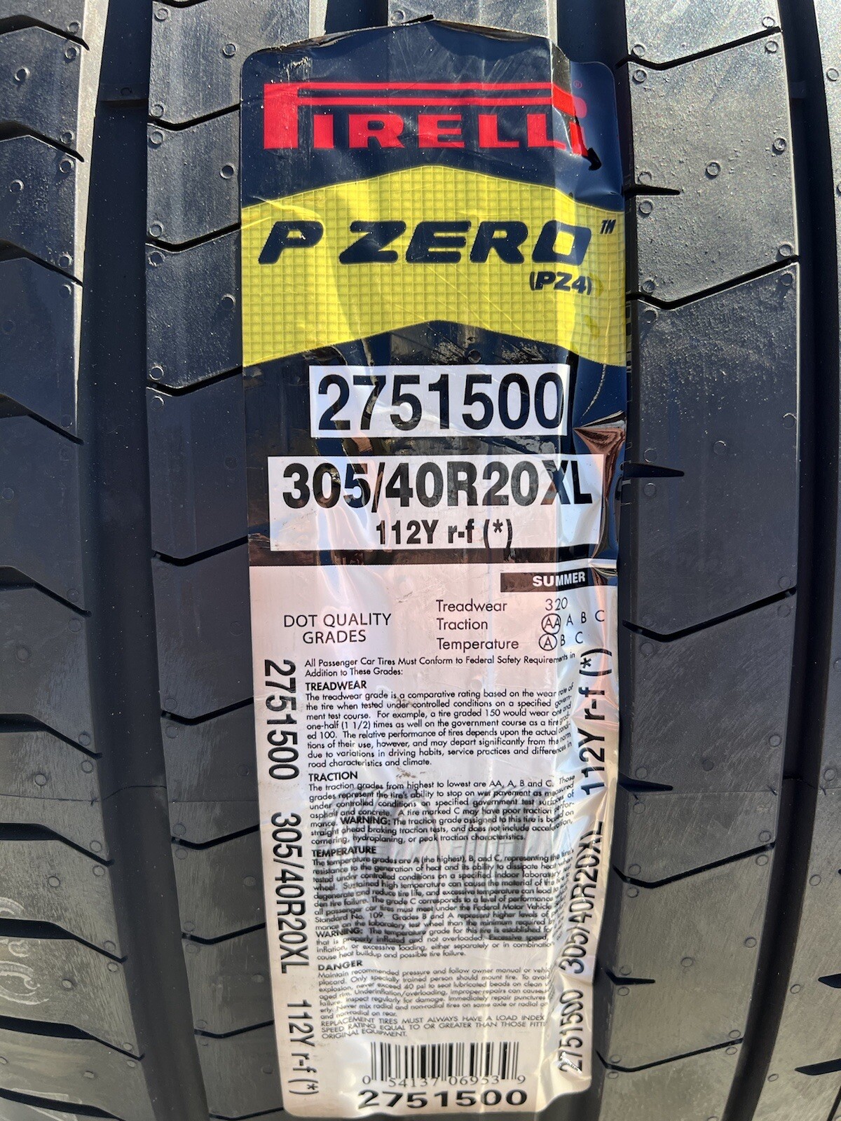 Set of 4 NEW Pirelli P Zero PZ4 Run Flat RFT 305/40R20 Star ★ BMW PZero RunFlat
