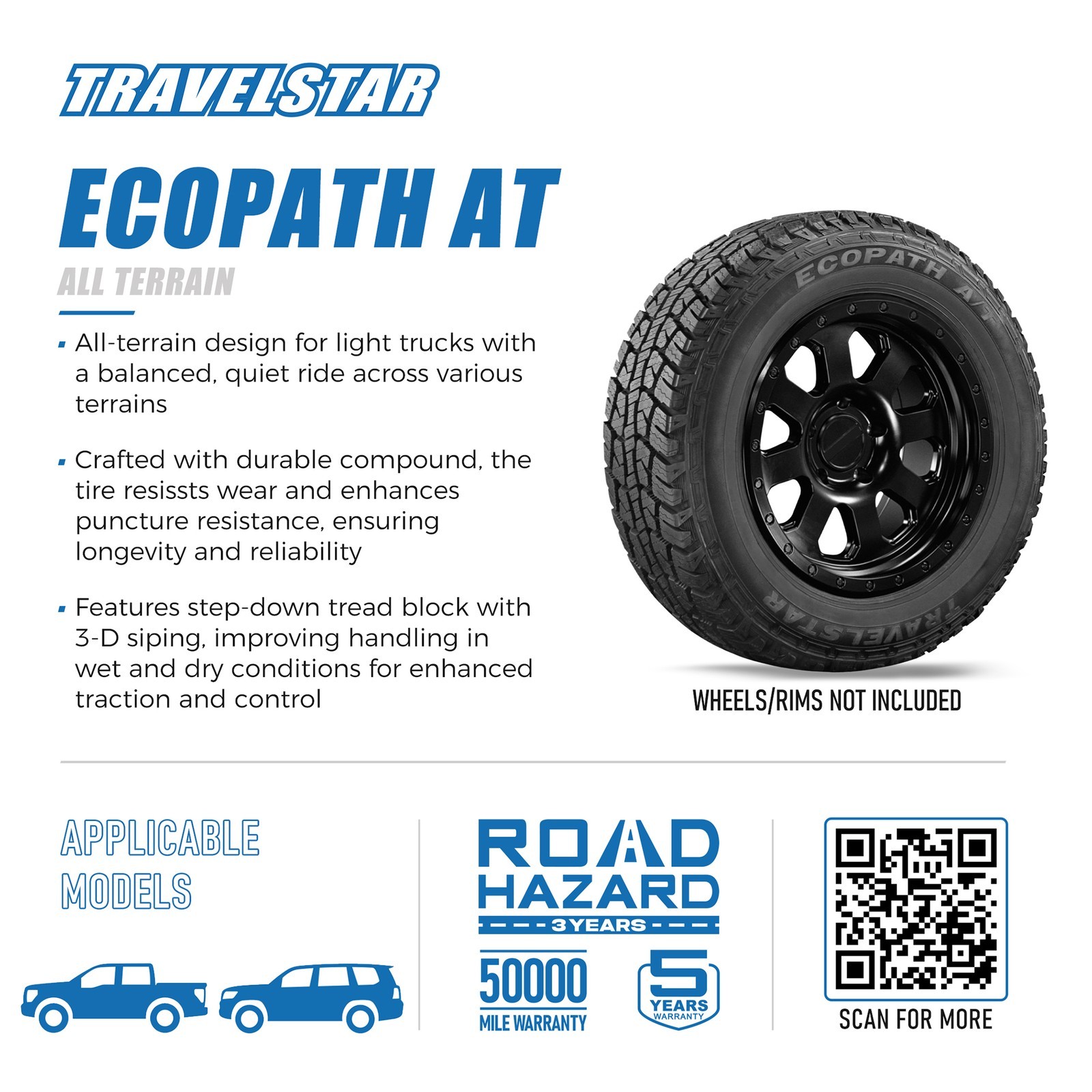 Travelstar EcoPath A/T LT285/75R16 10Ply 126R Load E SUV/Truck All Terrain Tire