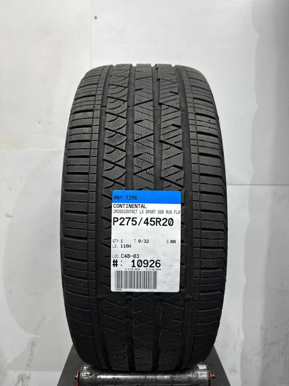 1 Used Continental CrossContact LX SportSSR RF P275/45R20 2754520 275/45/20 9/32