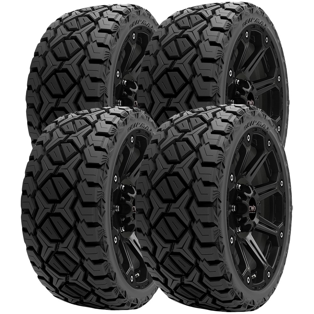 (QTY 4) 33×12.50R22LT Gripmax MaxGrip R/T 114Q LRF Black Wall Tires