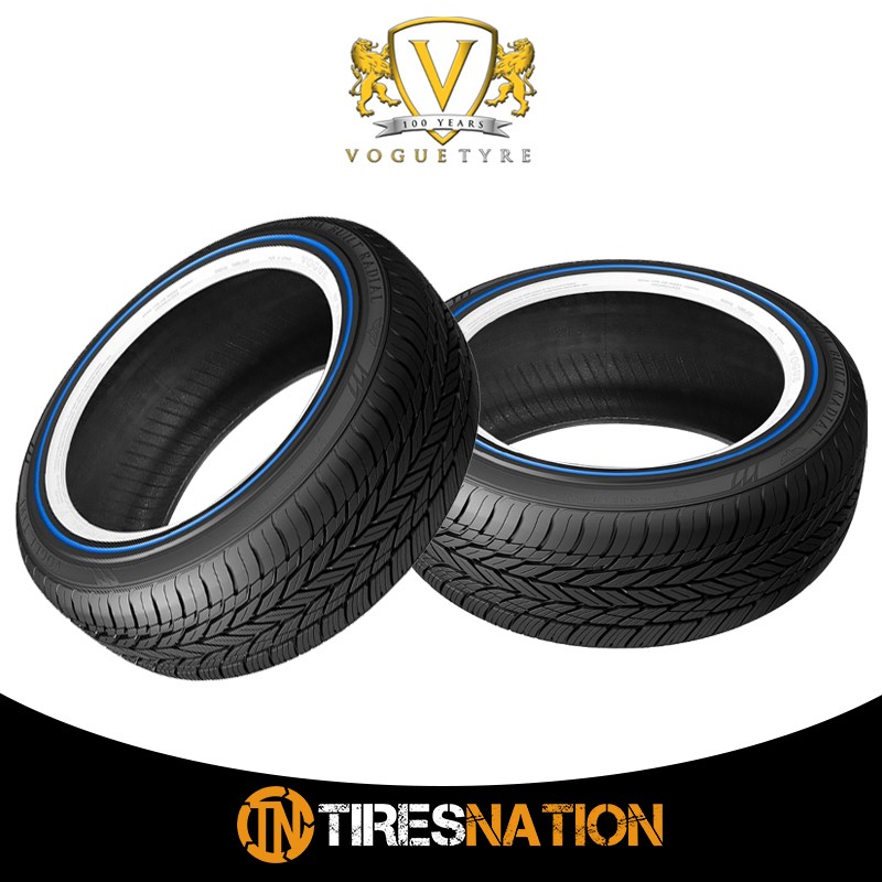 (1) New Vogue Custom Built Radial White/Blue 215/70R15XL 103H Tires