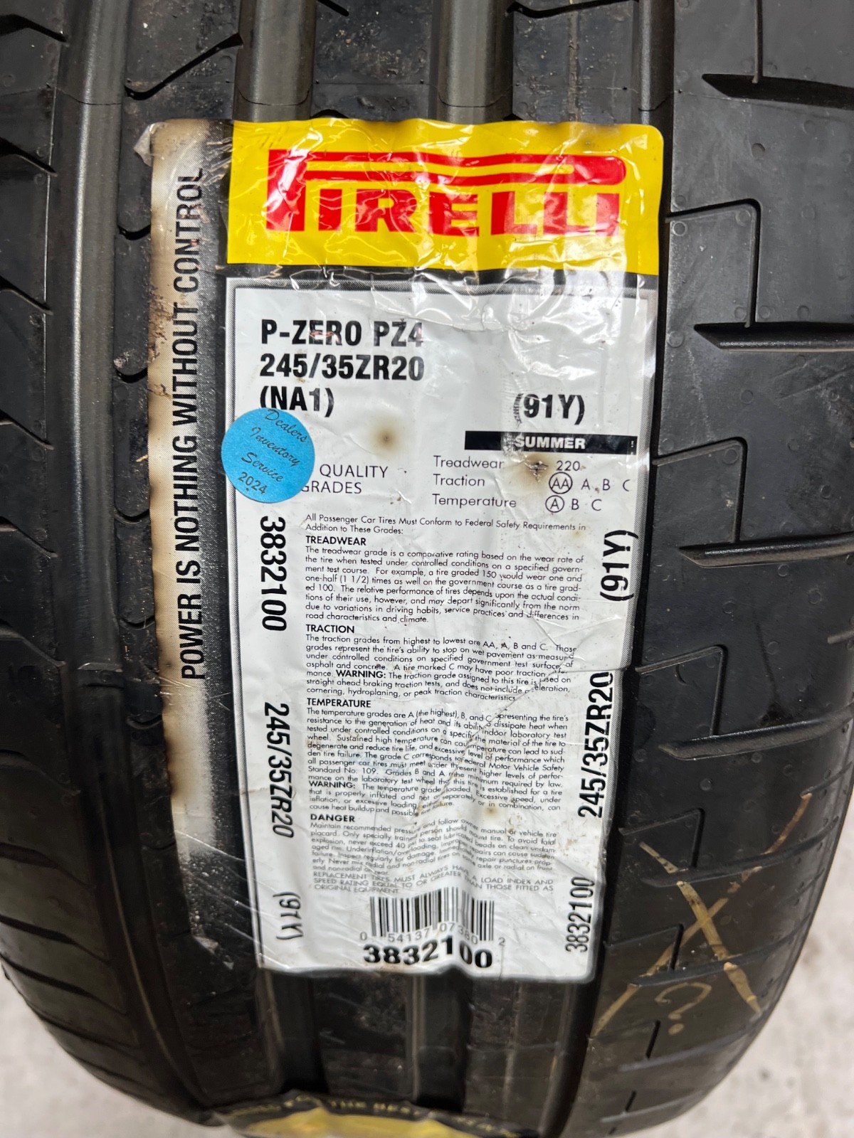 1 – NEW 245/35ZR20 (91Y) Pirelli P Zero PZ4 (NA1) Porsche OEM – 2124