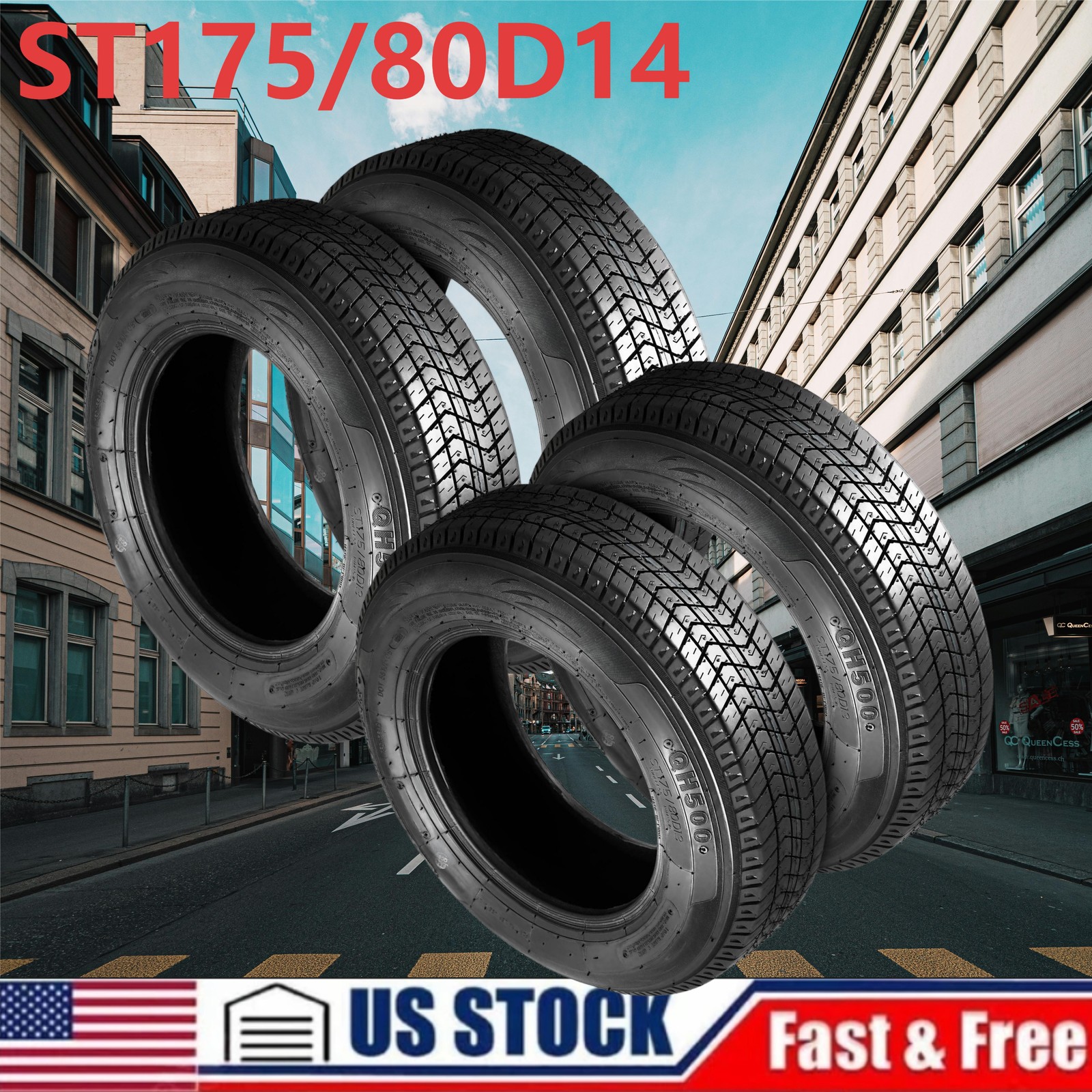 🔝Set 4 Bias ST205/75D14 Trailer Tires 205/75/14 Heavy Duty 6PR Premium Tubeless