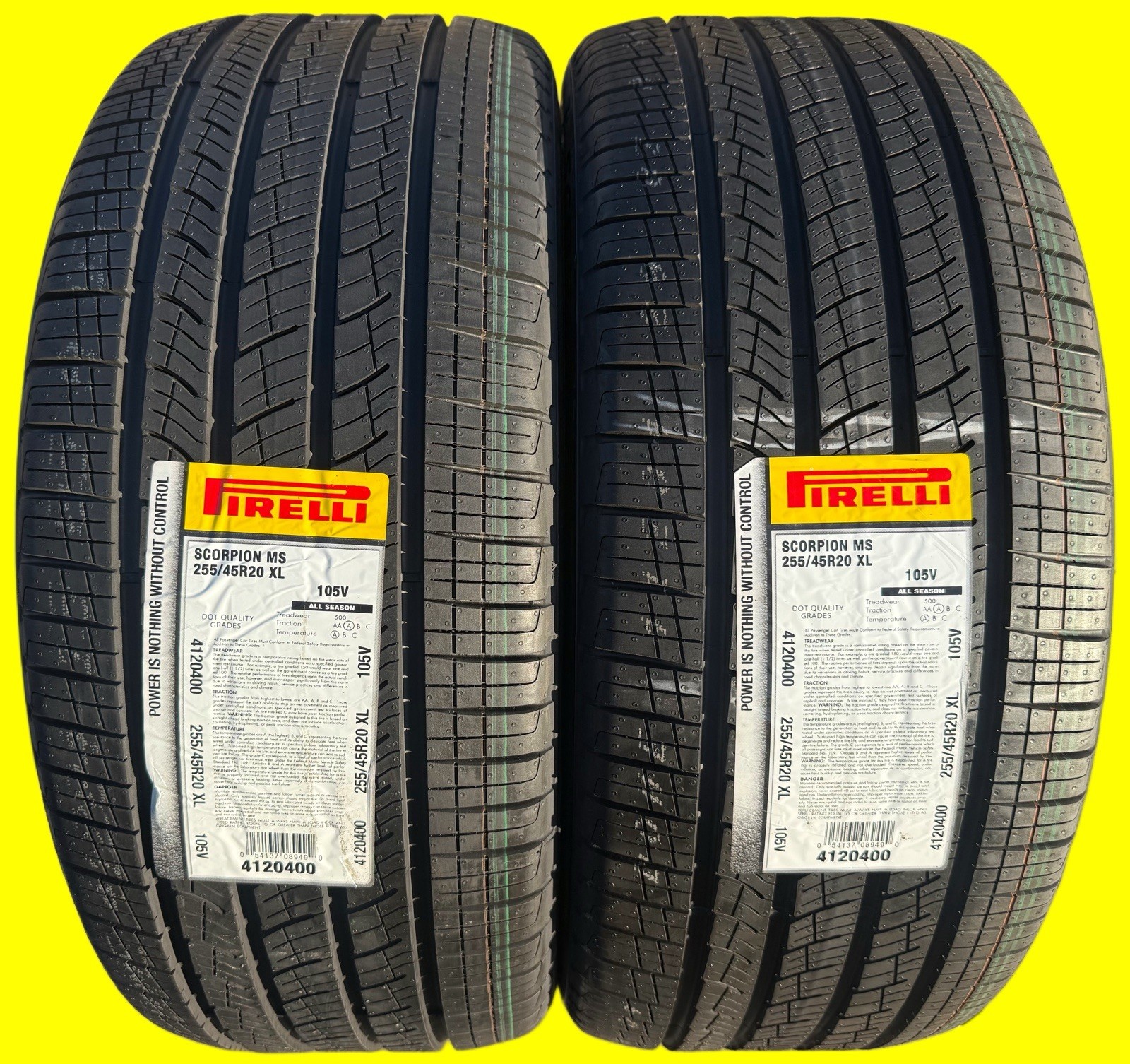 Set of TWO BRAND NEW 255/45R20 105V Pirelli Scorpion MS All Season Tires 2554520