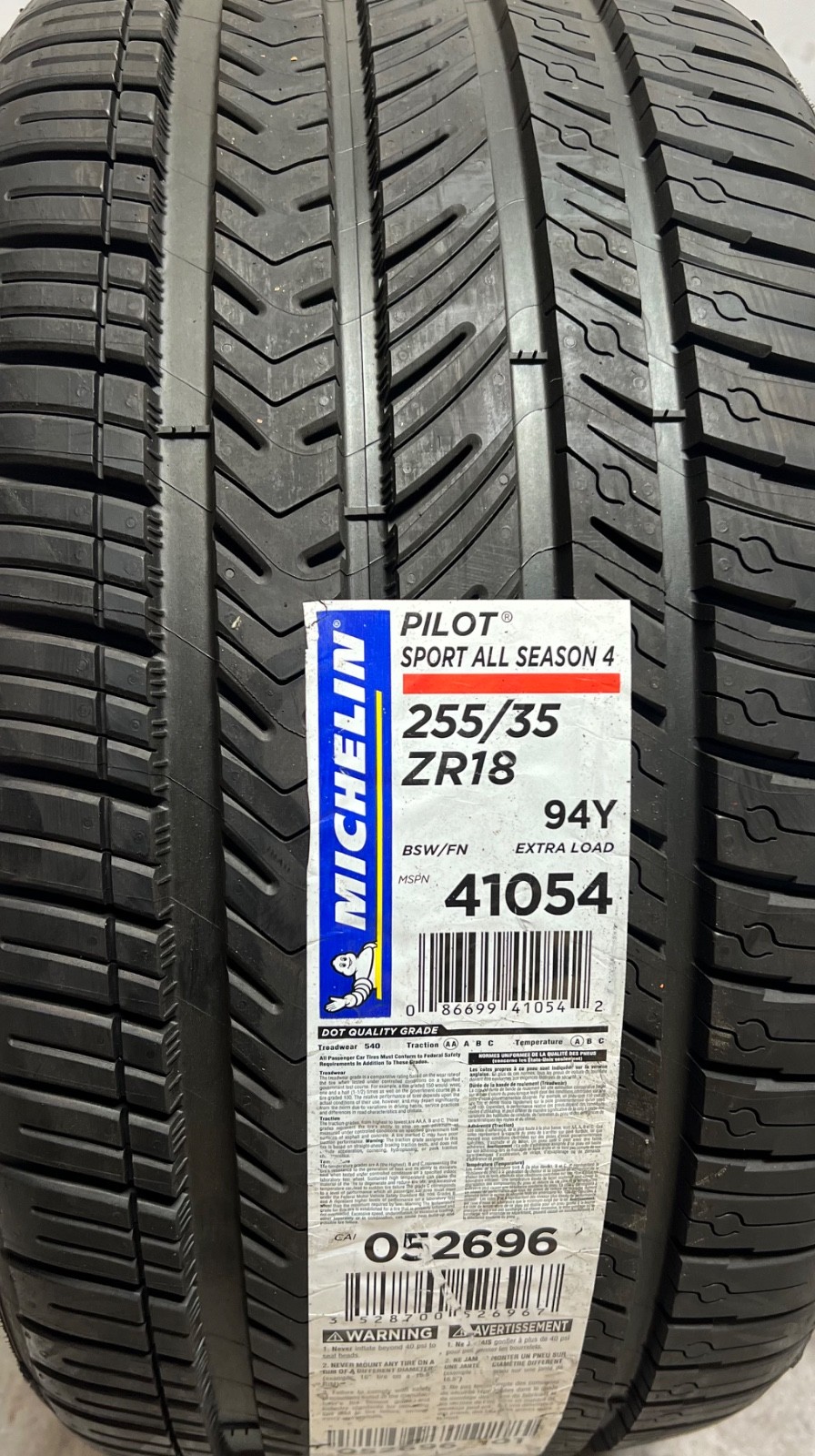 1 – NEW 255/35ZR18 XL (94Y) Michelin Pilot Sport All Season 4 – 7084