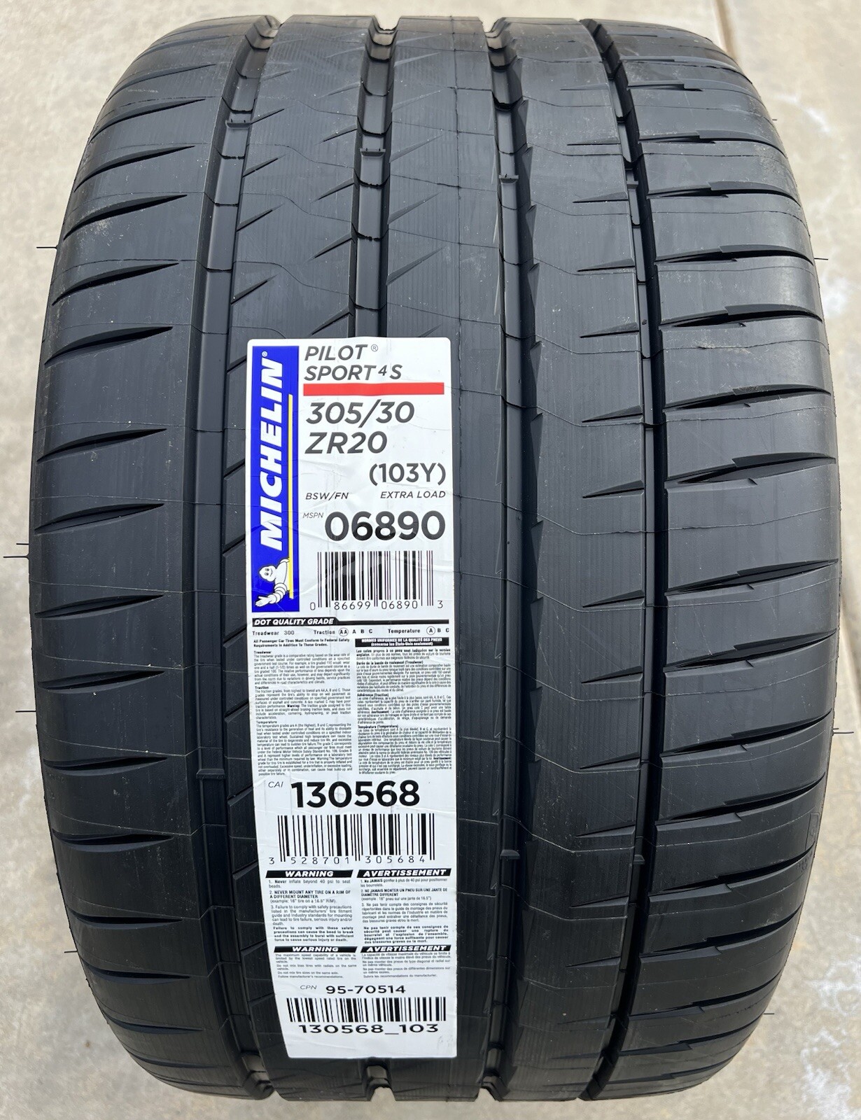 ONE BRAND NEW 305/30ZR20 Michelin Pilot Sport 4S PS4S Tire 3053020