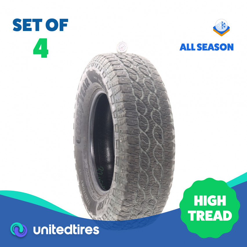 Set of (4) Used 255/70R17 Goodyear Wrangler Territory AT 112T – 9.5/32