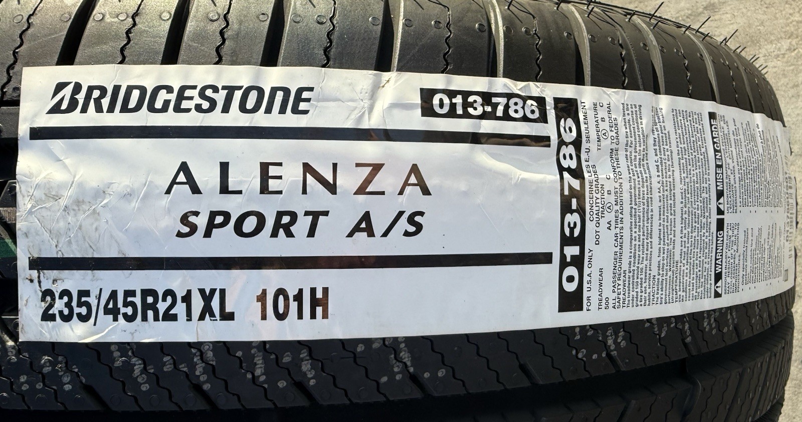 FOUR BRAND NEW 235/45R21 101H Bridgestone Alenza Sport A/S All Season Tires