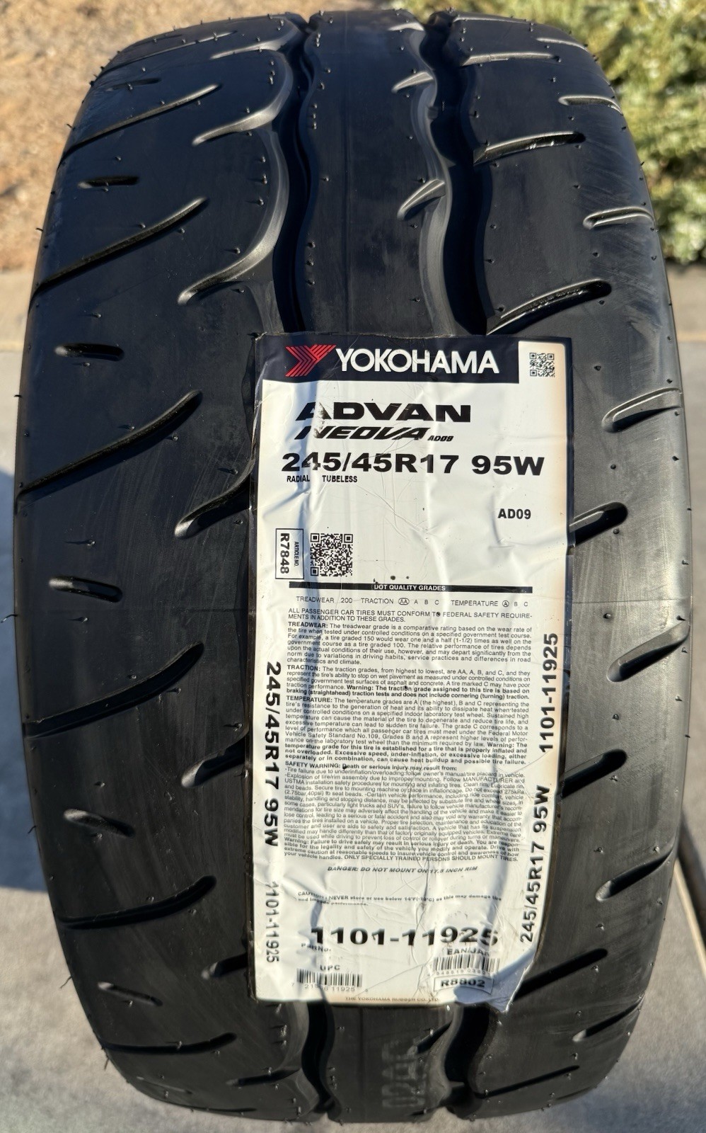 FOUR BRAND NEW 245/45R17 95W Yokohama ADVAN NEOVA AD09 Tires 2454517
