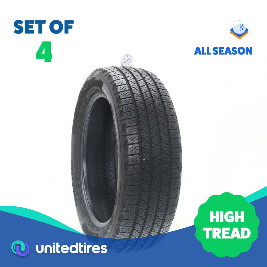 Set of (4) Used 225/55R19 Goodyear Wrangler Territory HT 103H – 9-10.5/32