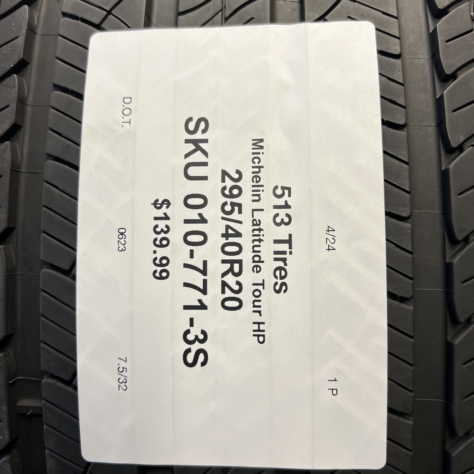 1 Tire Michelin Latitude Tour HP NO 295/40R20 106V DOT.0623 7.5/32