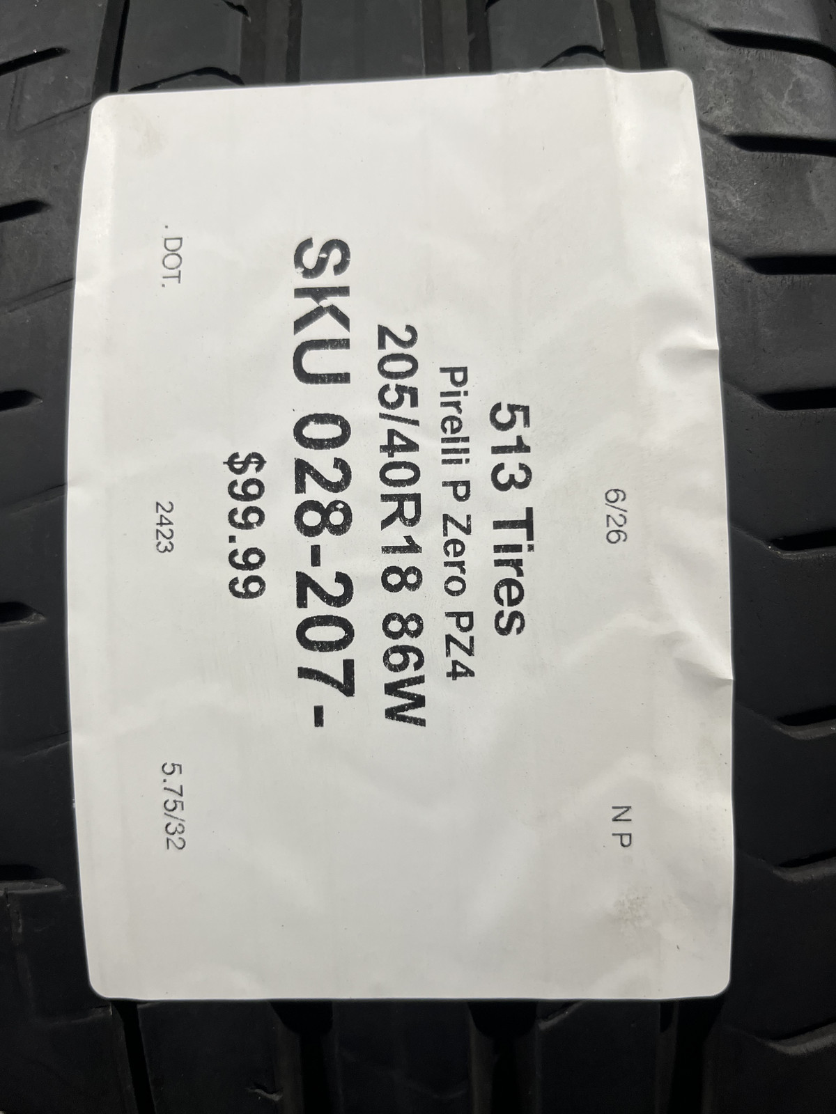 1 Pirelli P Zero PZ4 Run Flat ★ BMW 205/40R18 86W DOT.2423 5.75/32 NO Patch
