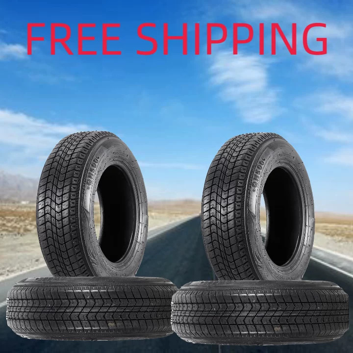 4Pack ST205/75D14 Trailer Tires 6 PLY 205 75 D14 Heavy Duty for Travel/Camper