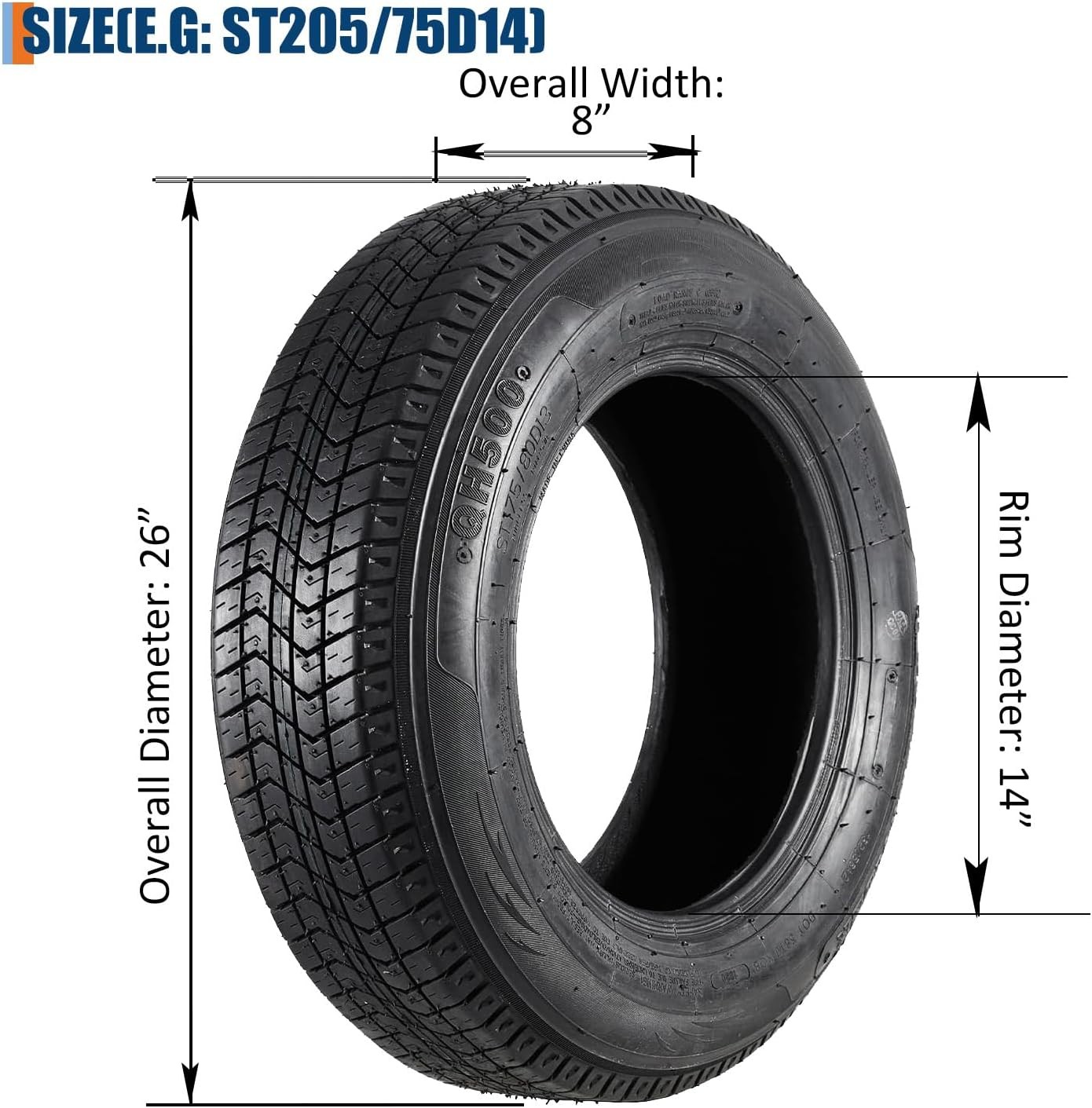 4PCS ST205/75D14 Trailer Tires 6Ply Load Range C Heavy Duty 205 75 14 Tubeless