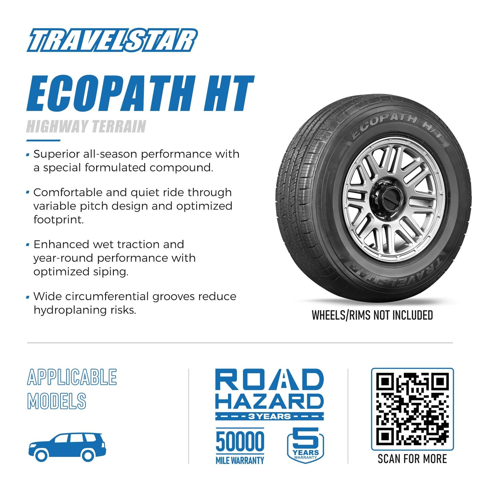 Travelstar EcoPath H/T 265/65R17 112H Highway Terrain SUV Tire 265 65 17