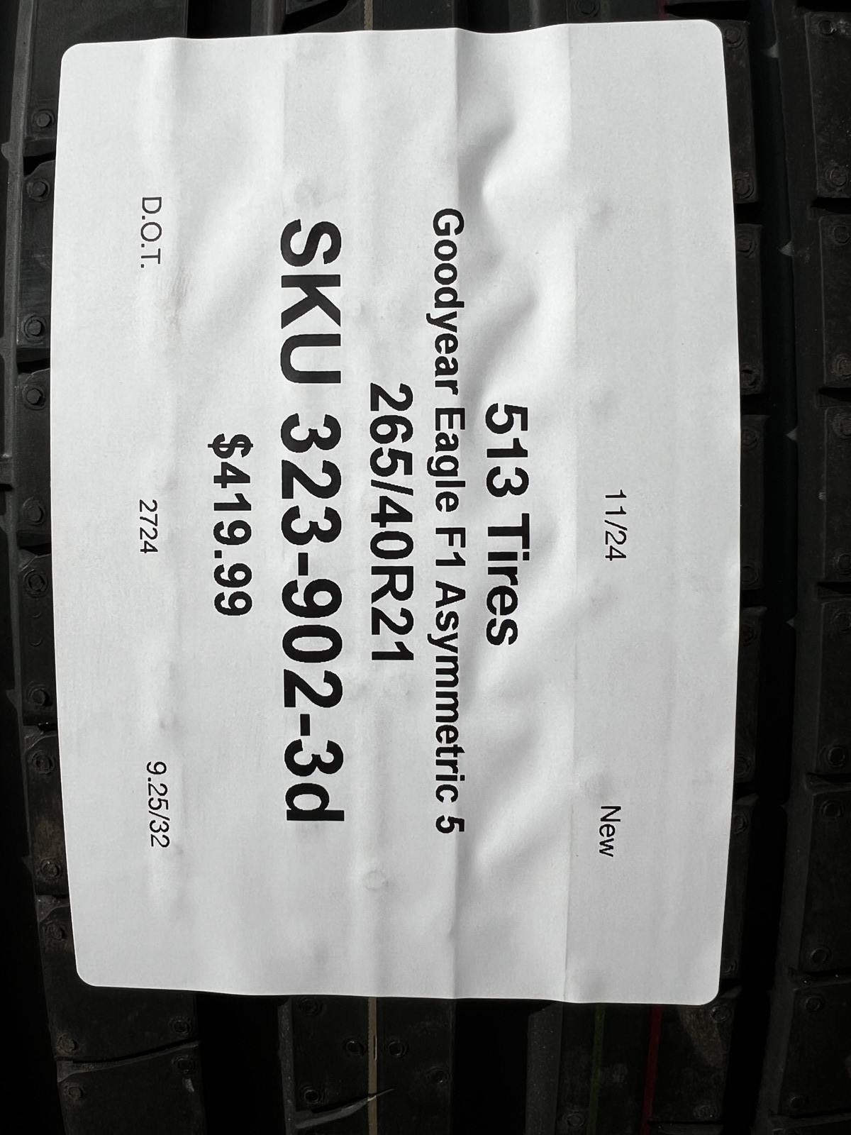 1 New Goodyear Eagle F1 Asymmetric 5 MO SoundComfort 265/40R21 105H DOT.2724
