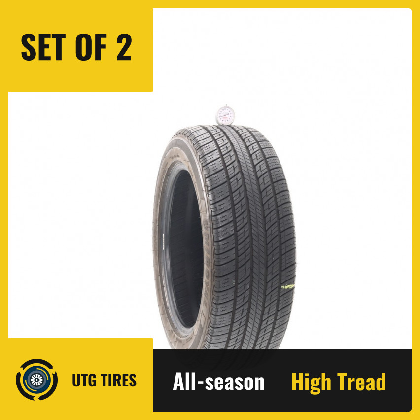 Set of (2) Used 205/55R16 Uniroyal Tiger Paw Touring A/S 91H – 9.5/32