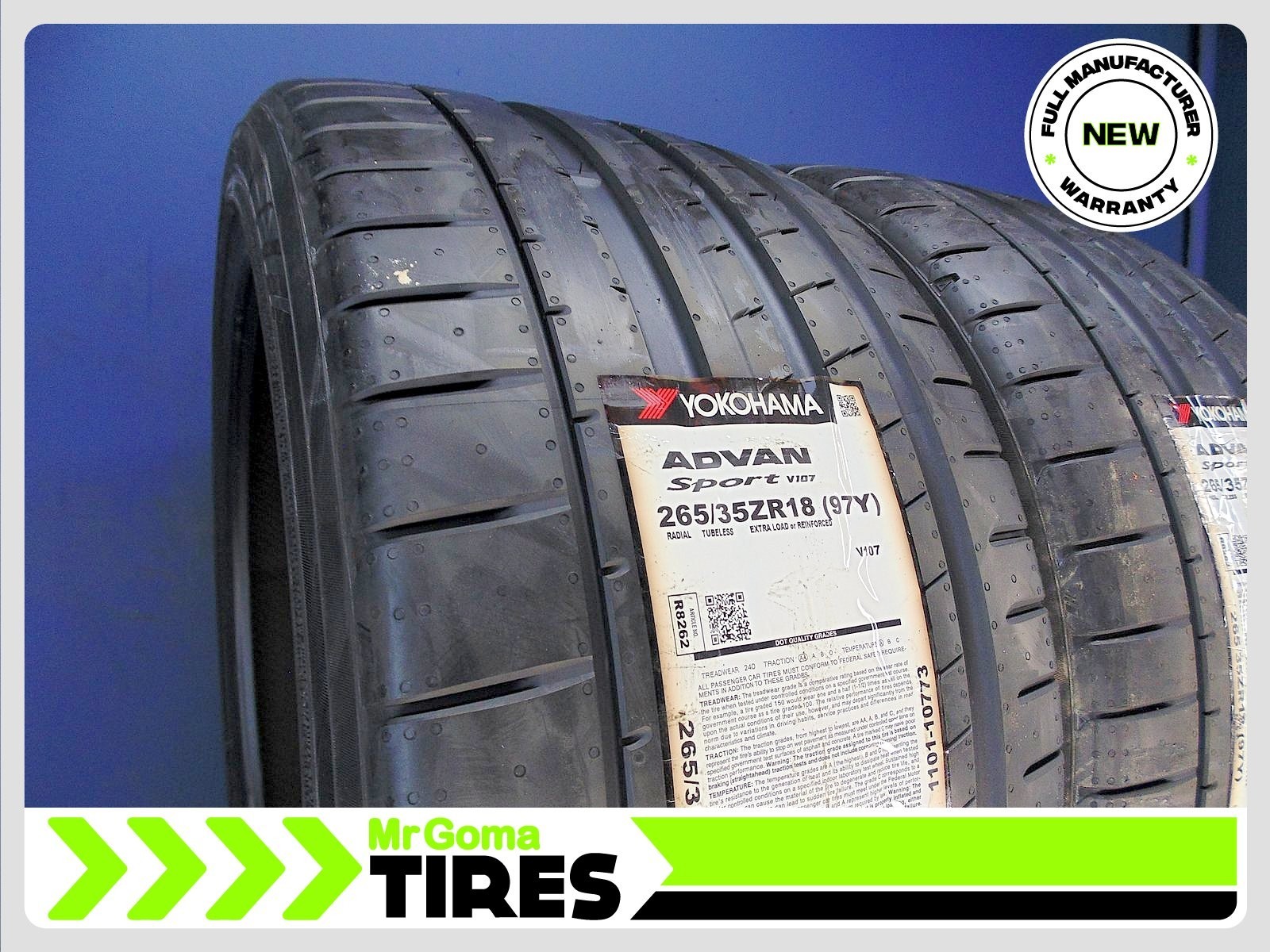 2 BRAND NEW YOKOHAMA ADVAN SPORT V107 XL 265/35ZR18 TIRES 97Y 2653518
