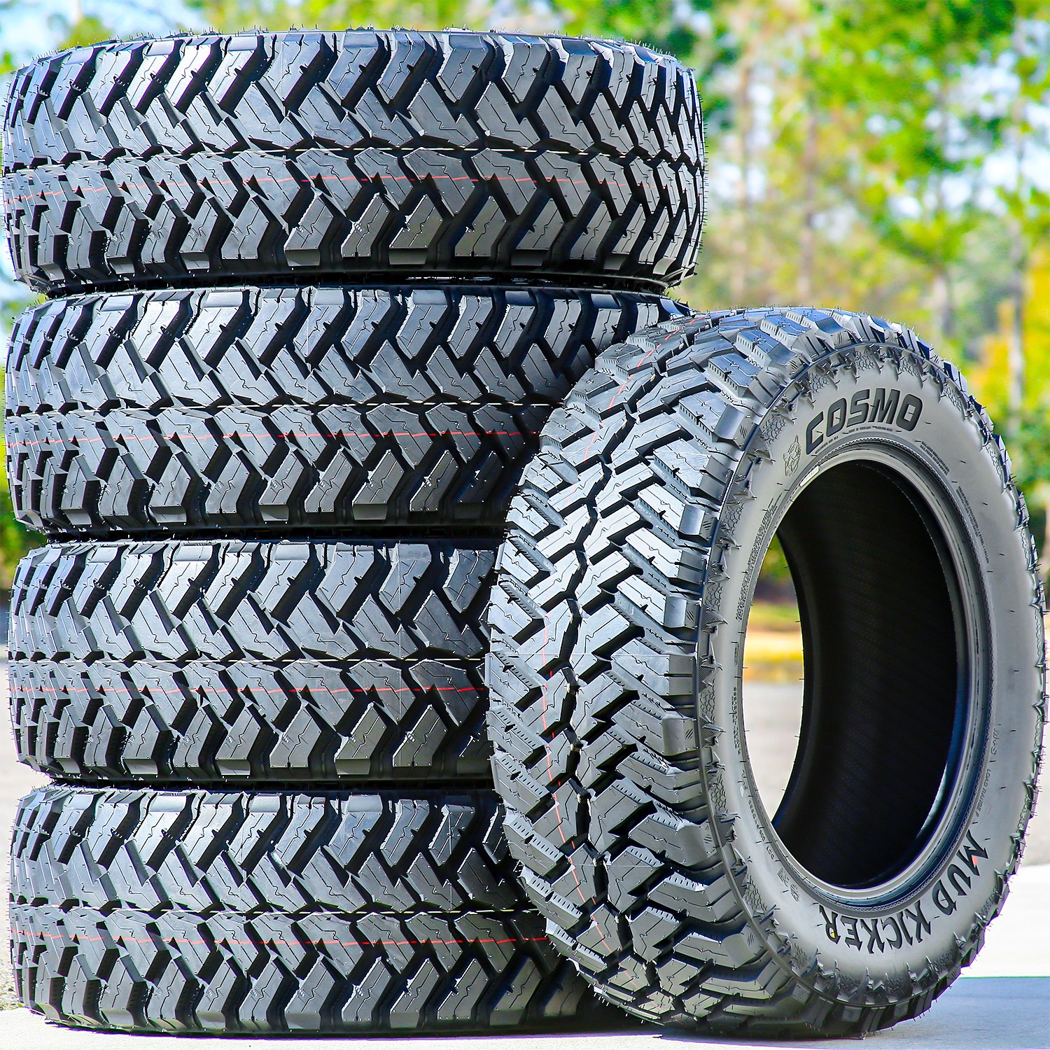 5 Cosmo Mud Kicker 37X13.50R20 128Q F 12 Ply Light Truck Tires 50k Mi Warranty