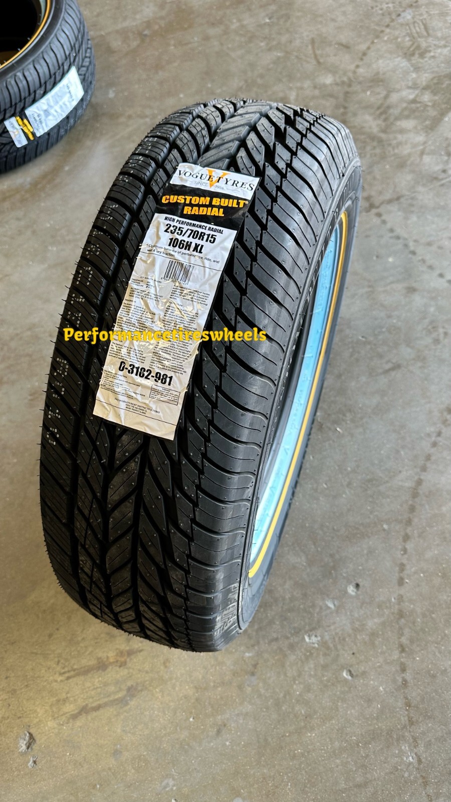 4 NEW 235-70R15 106H XL VOGUE CUSTOM BUILT RADIAL GOLD WHITE SIDEWALL TIRE