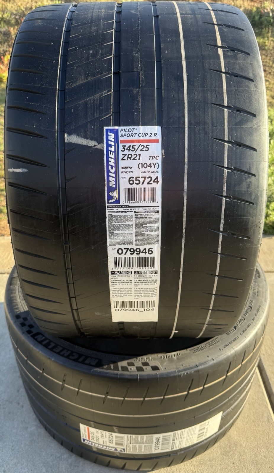 TWO BRAND NEW 345/25ZR21 (104Y) Michelin Pilot Sport Cup 2R ZP C8 Corvette Tires