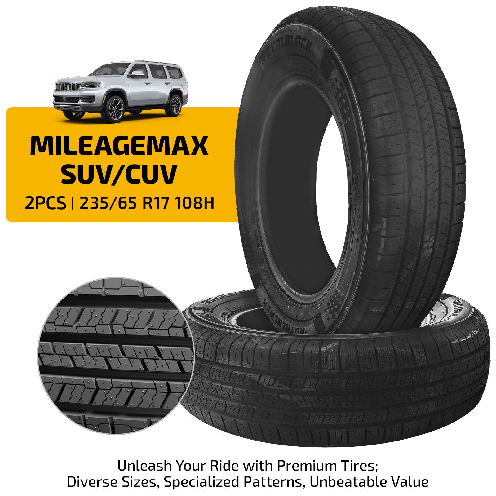 2x Premium All Season SUV/CUV Tires 235/65R17 108H 8.4mm 620AA BSW 50000 Mi