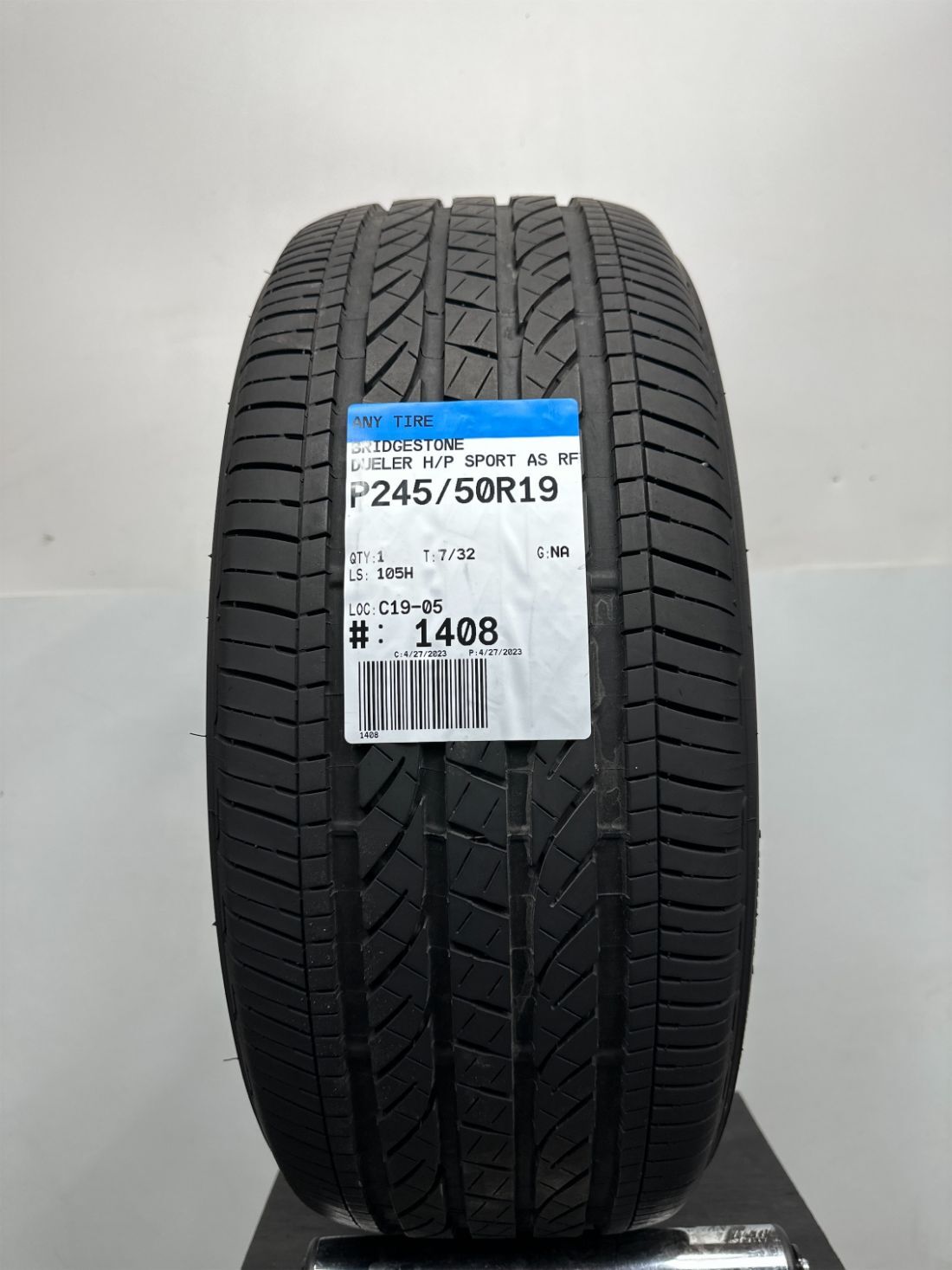 1 Bridgestone Dueler h/p sport as RFT Used Tire P245/50R19 2455019 245/50/19 7/