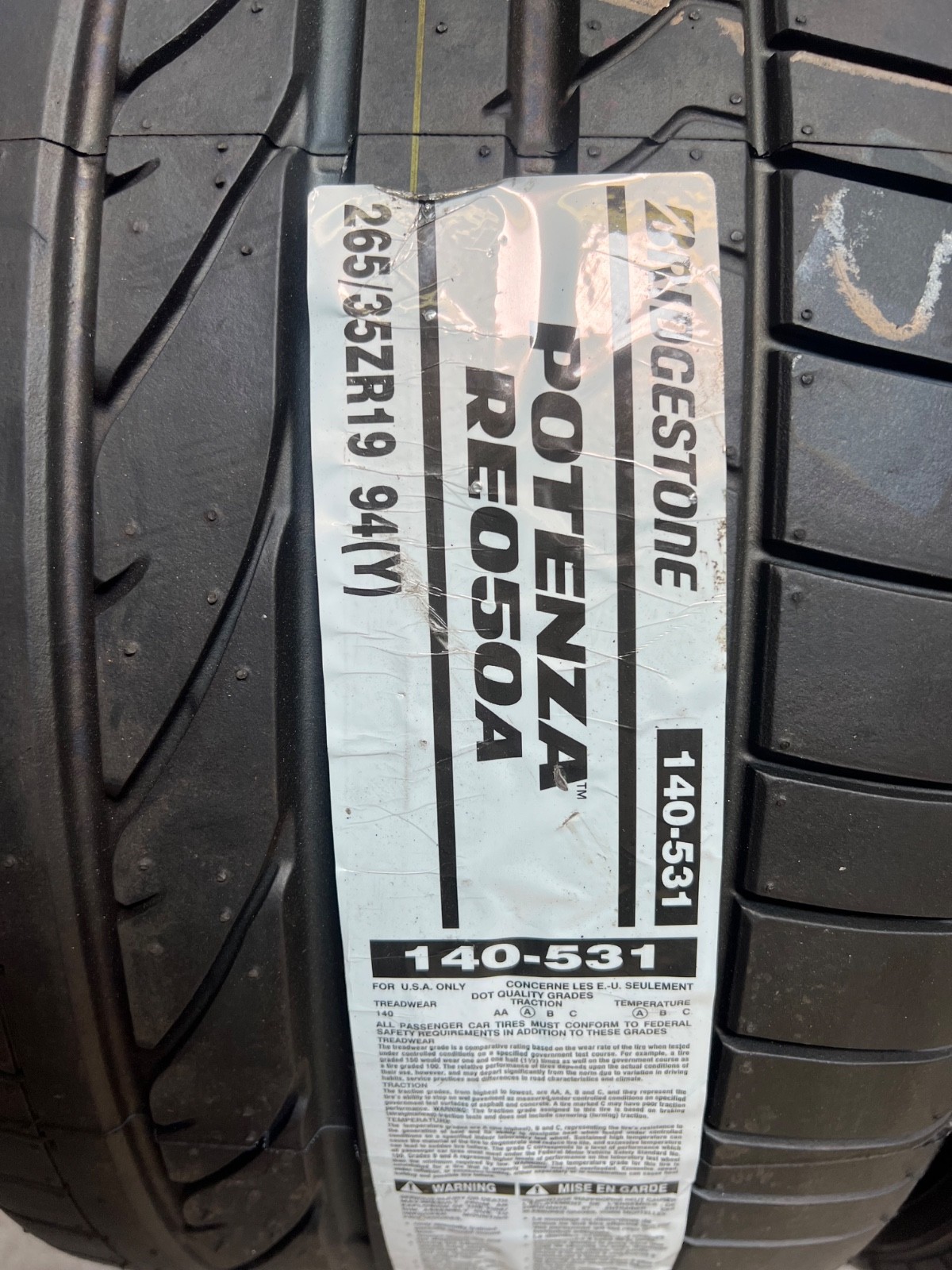2 – NEW 265/35ZR19 (94Y) Bridgestone Potenza RE050A (N1) Porsche OEM – 7147