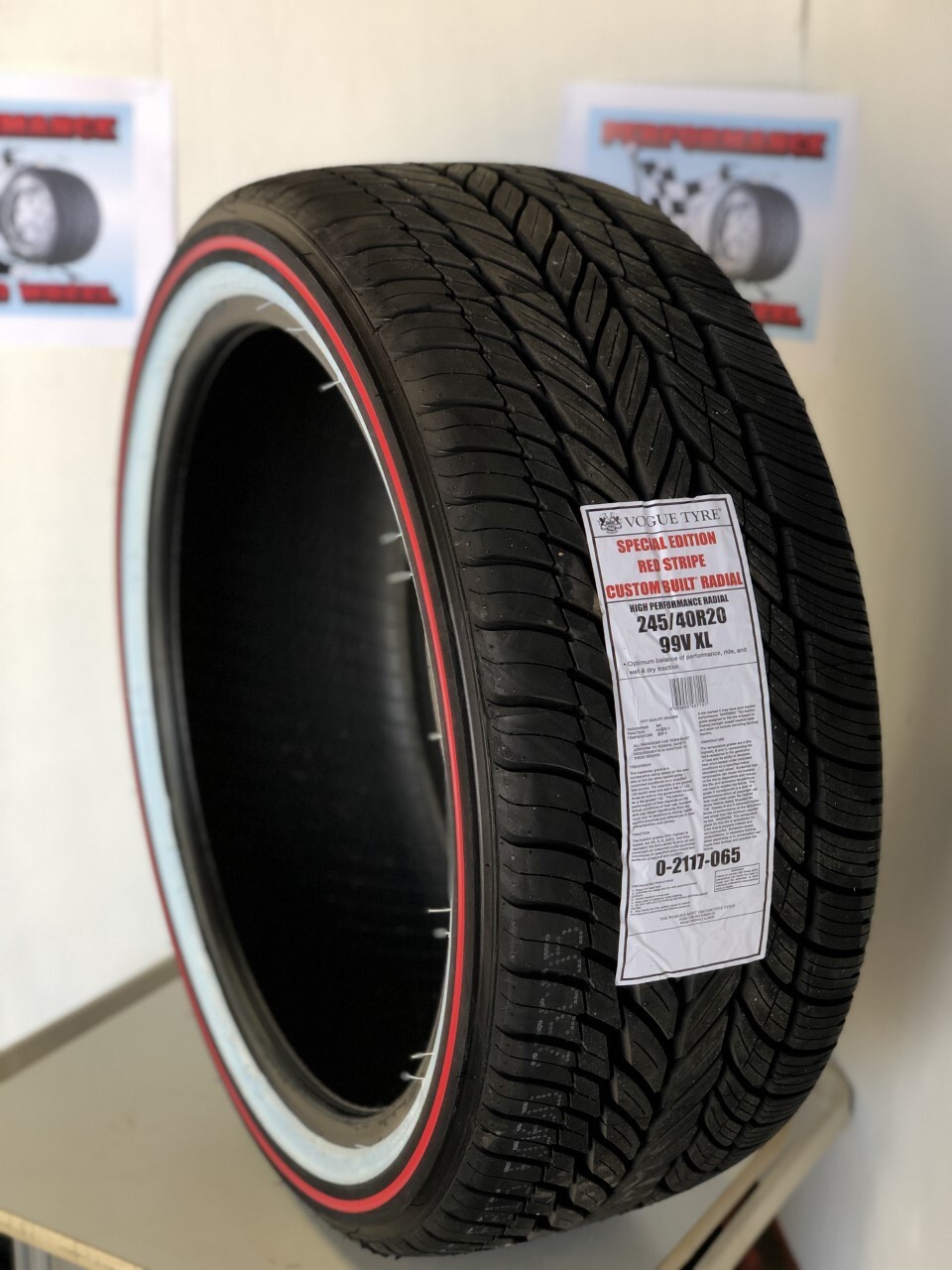 1 NEW 245/40-20 VOGUE Custom Built Radial VIII Red WHITE SIDEWALL 245-40R20