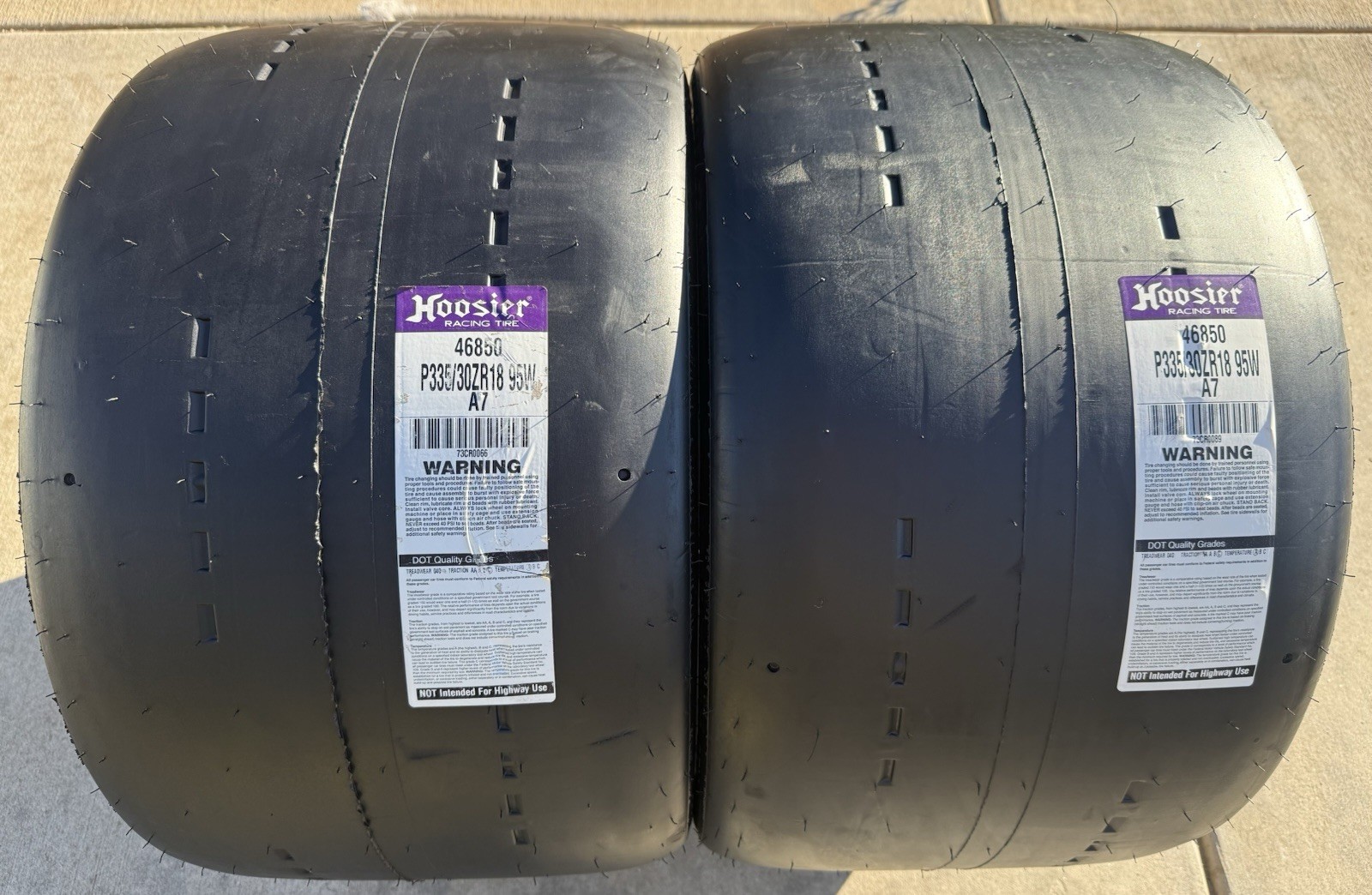 Set of TWO BRAND NEW 335/30ZR18 95W Hoosier A7 Racing Tires Slicks P335/30ZR18