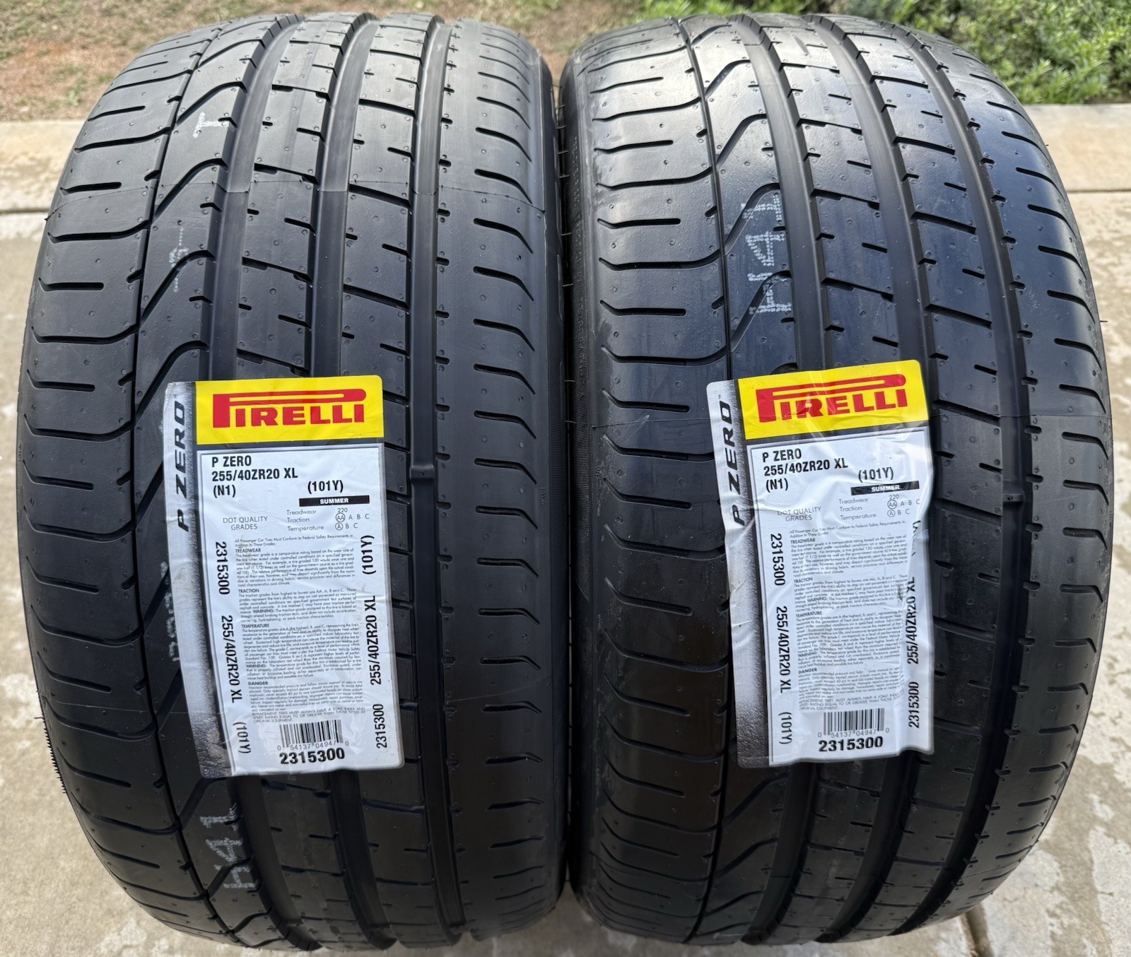 Set of TWO BRAND NEW 255/40ZR20 (101Y) Pirelli P Zero N1 Tires 2554020