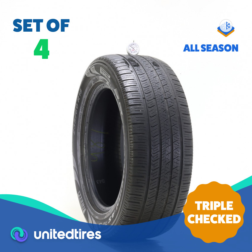 Set of (4) Used 235/60R18 Pirelli Scorpion AS Plus 3 107V – 5-7/32 (1ADMZ)