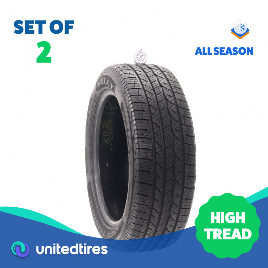 Set of (2) Used 215/55R18 Kelly Edge Touring A/S 95H – 9/32