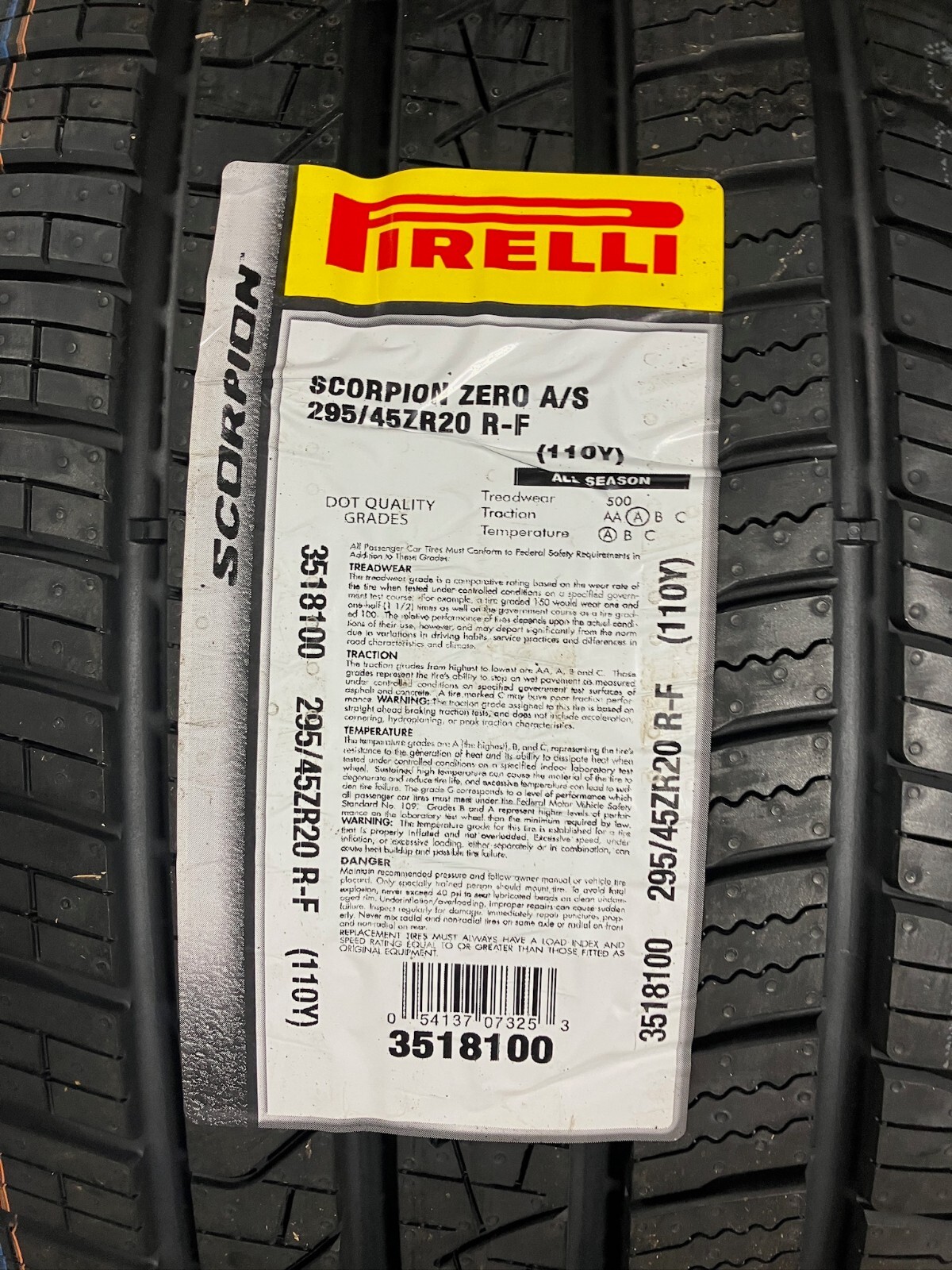 2 New 295 45 20 Pirelli Scorpion Zero A/S Run Flat Tires