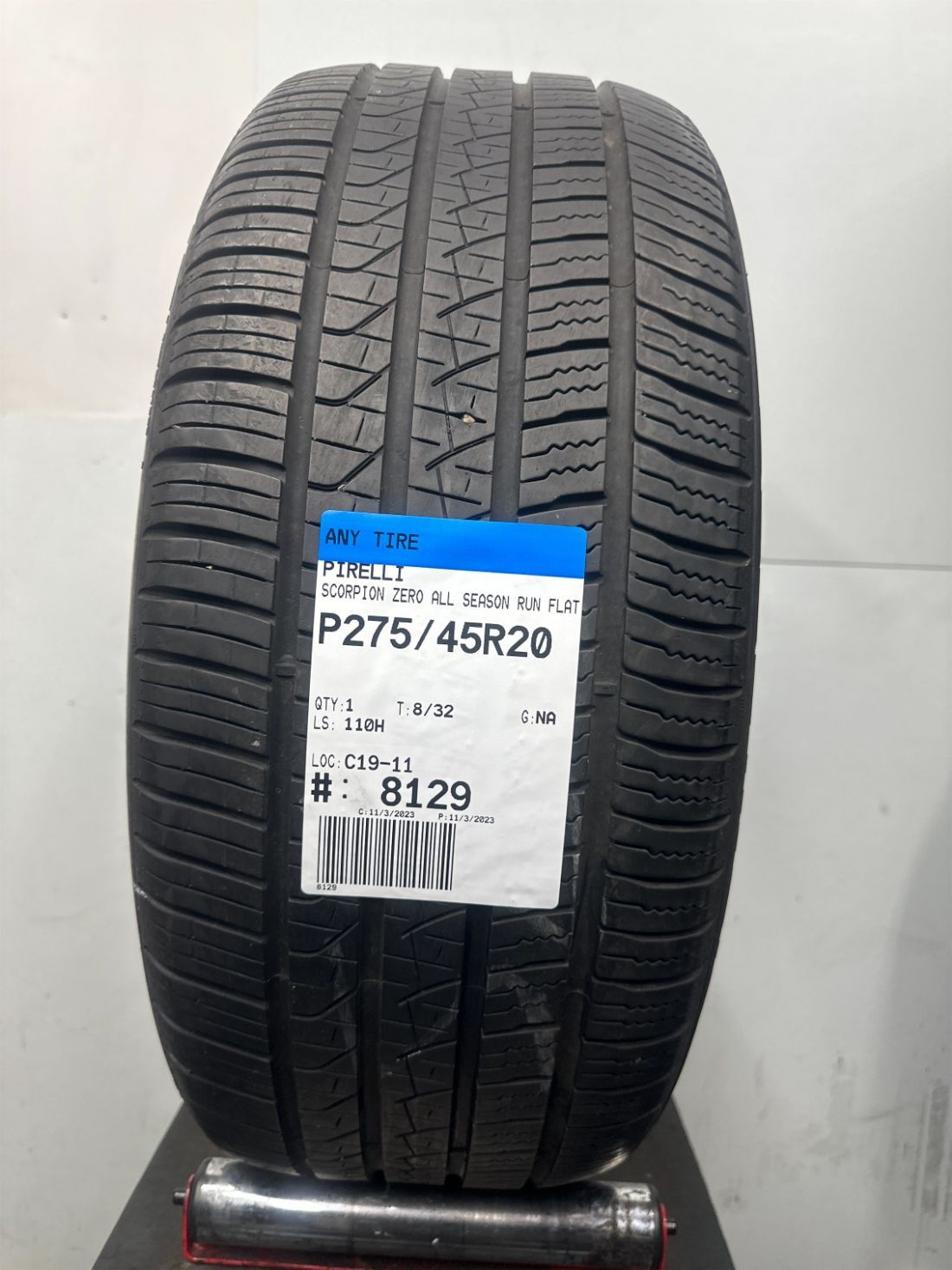 1 Used Pirelli Scorpion Zero AS RUN FLAT P275/45R20 2754520 275/45/20 110H 8/32