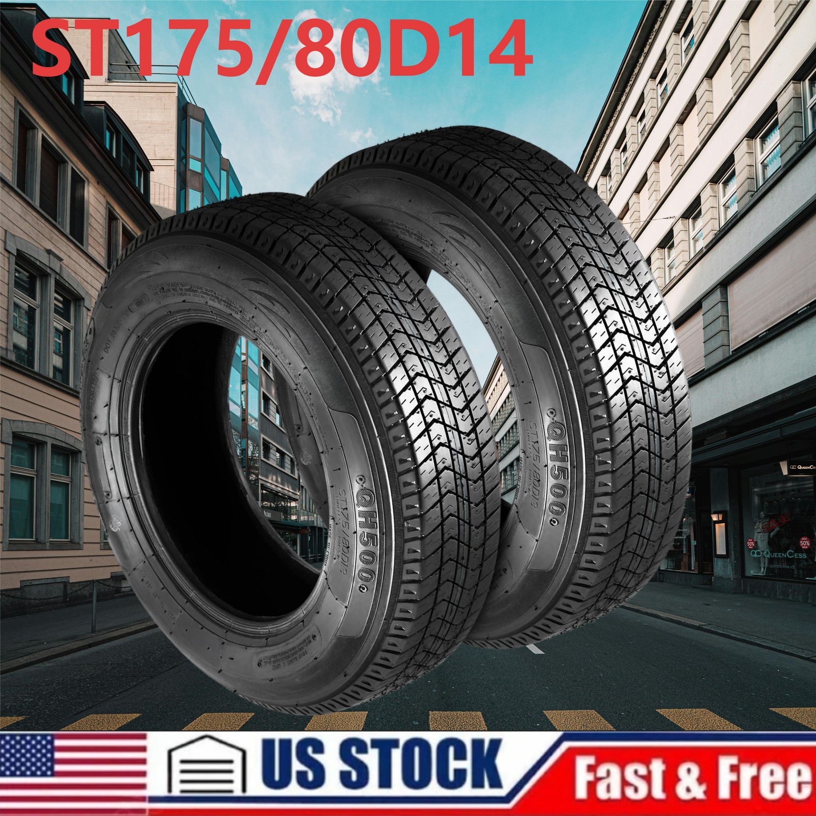 Set 2 Bias ST205/75D14 Trailer Tires 205/75/14 Heavy Duty 6PR Premium Tubeless