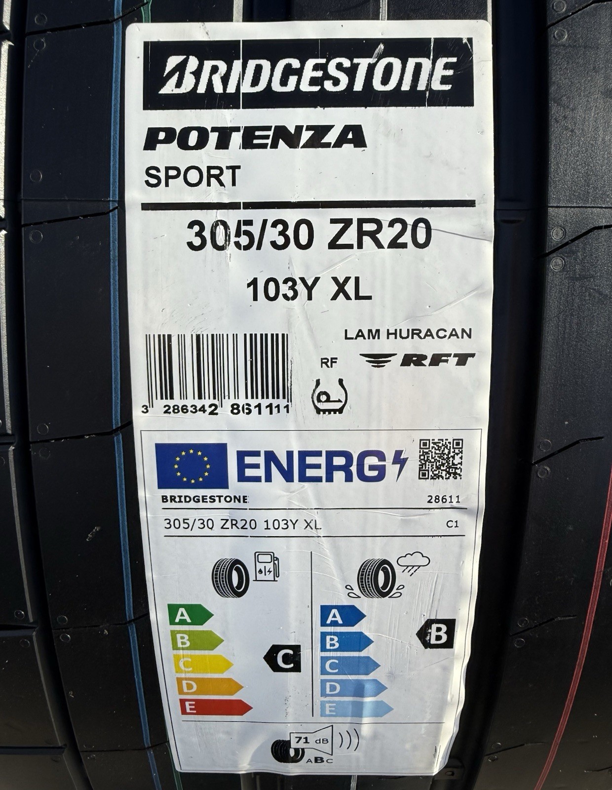 Set of TWO BRAND NEW 305/30ZR20 (103Y) Bridgestone Potenza Sport RFT Tires