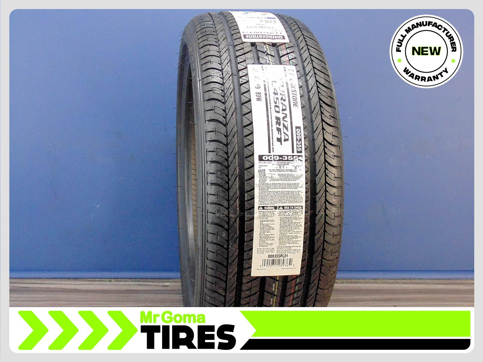 1 BRAND NEW 225/40R19 BRIDGESTONE TURANZA EL450 AR RSC RFT TIRE 89W Run flat