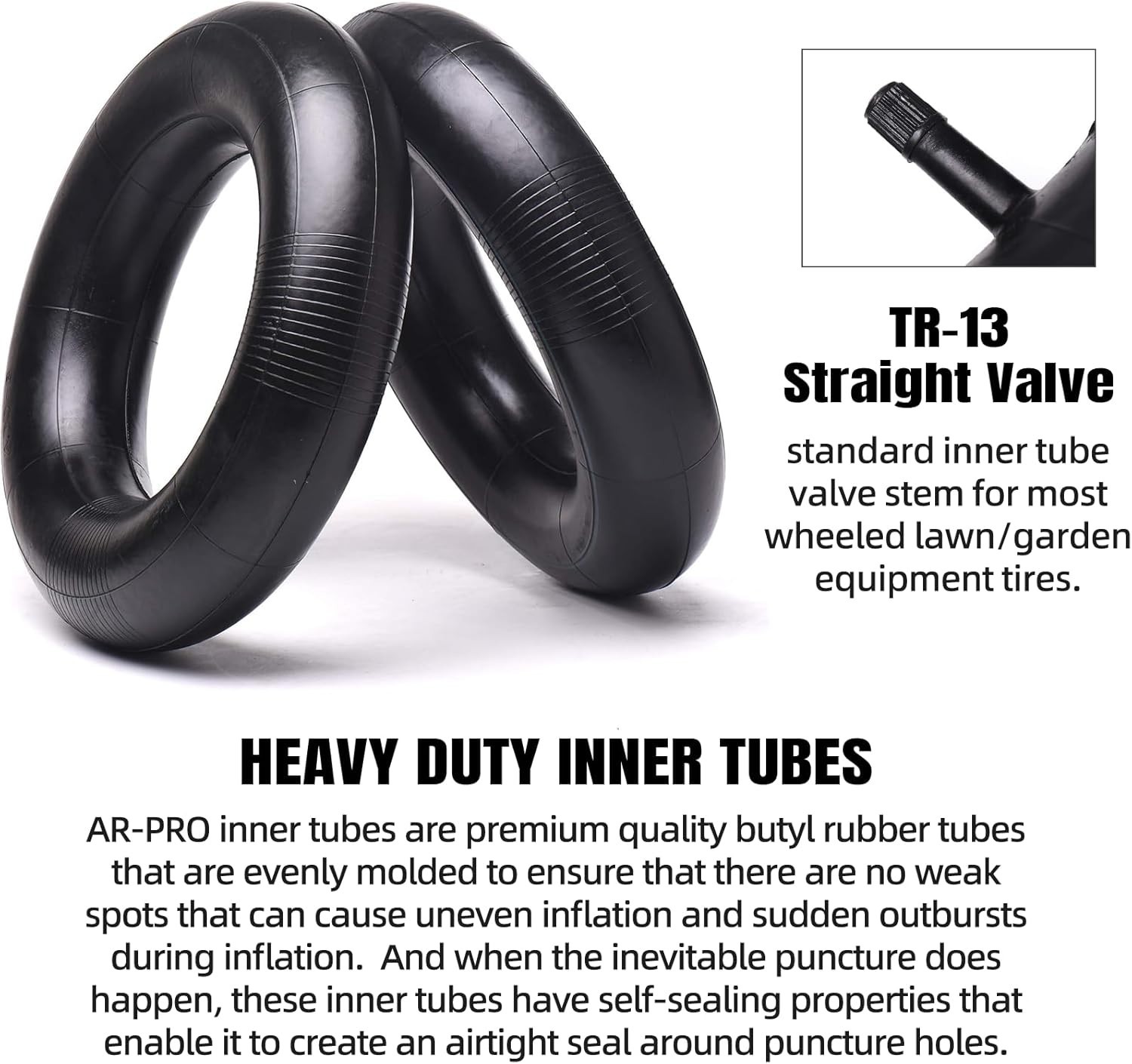 2-Set 4.80/4.00-8″ Tire & Inner Tube Set with 15.5″ Outer Diameter & 4.80″ Width