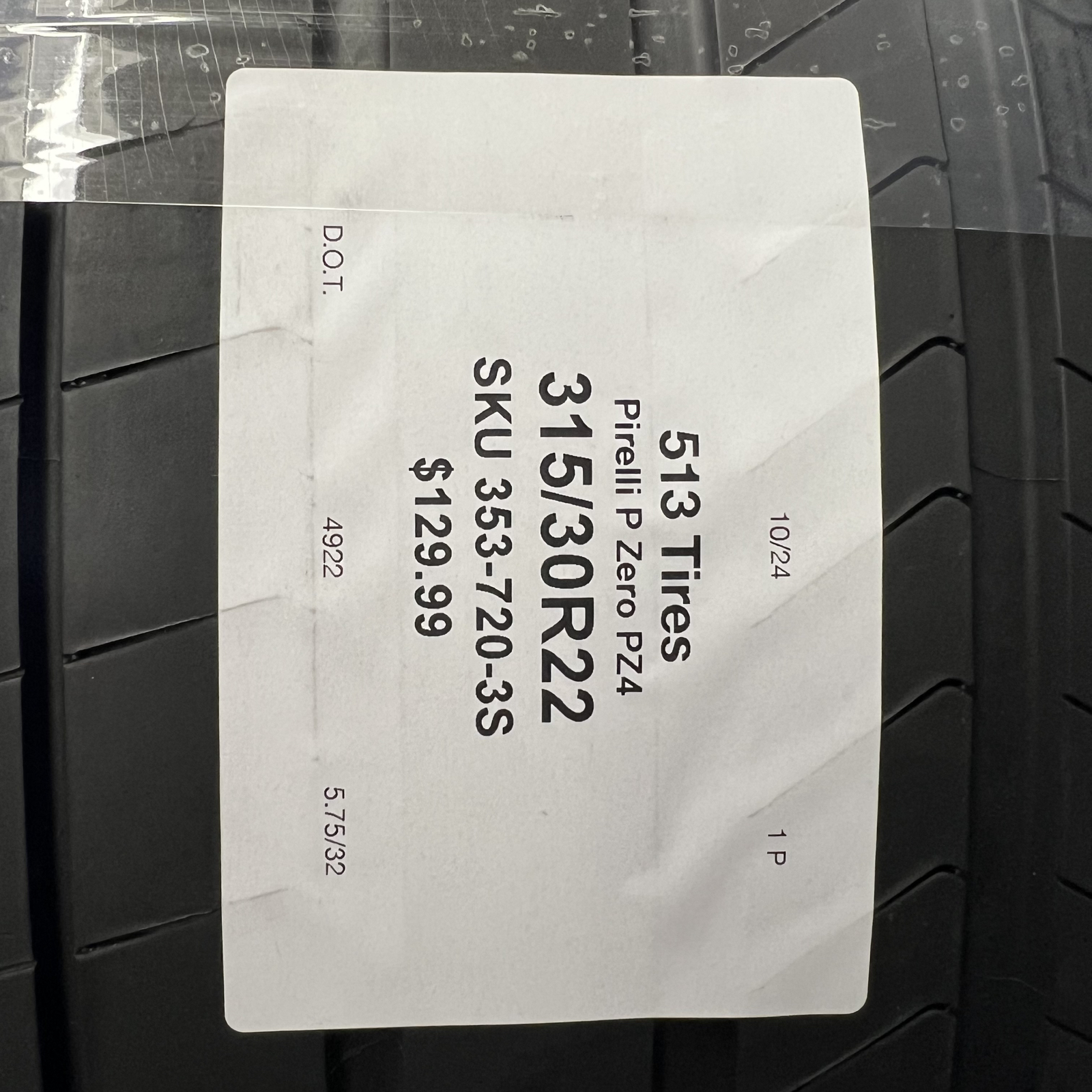 1 Tire Likenew Pirelli P Zero PZ4 BMW 315/30ZR22 107Y