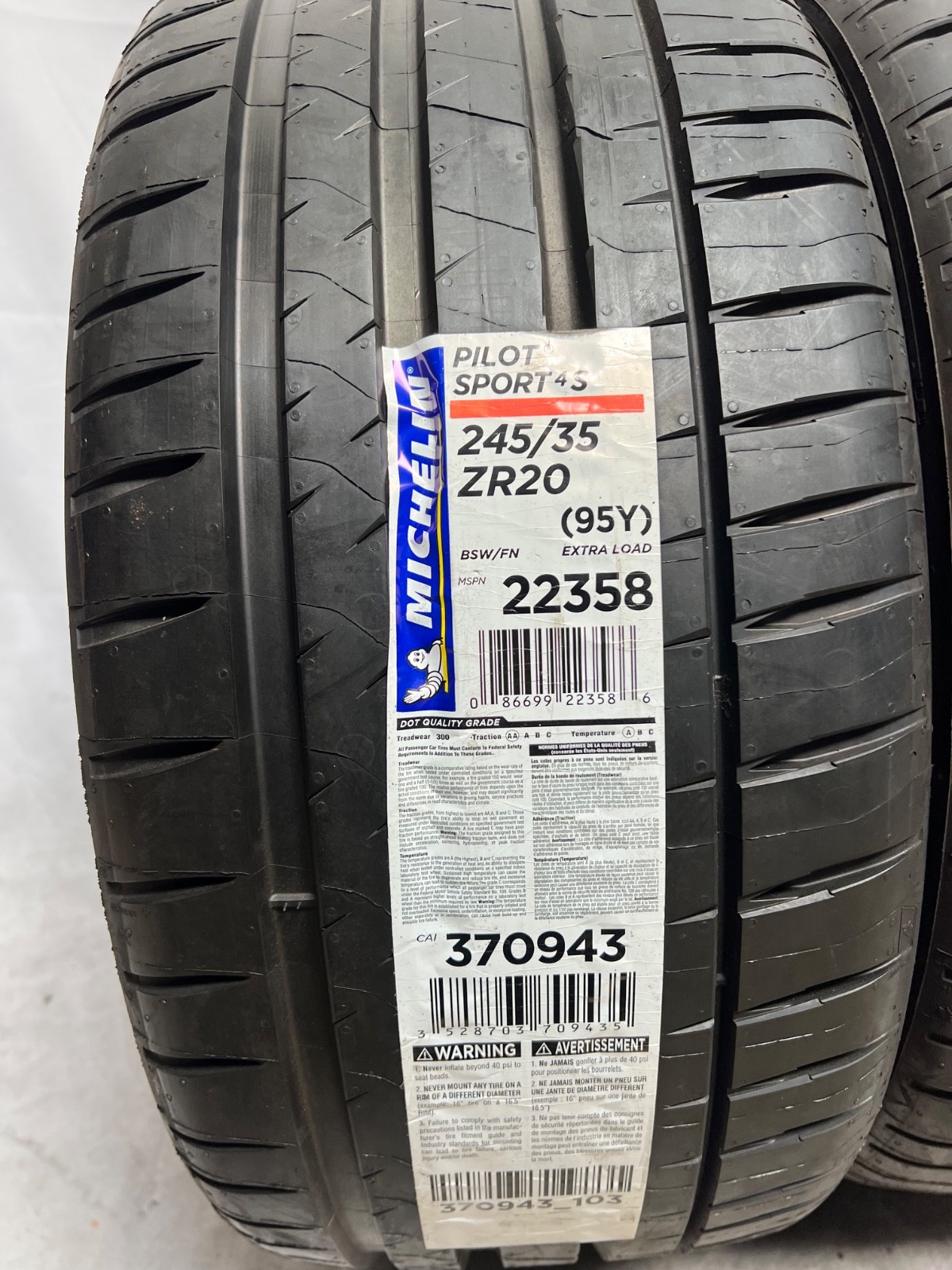2 – NEW 245/35ZR20 XL (95Y) Michelin Pilot Sport 4 S – 7086