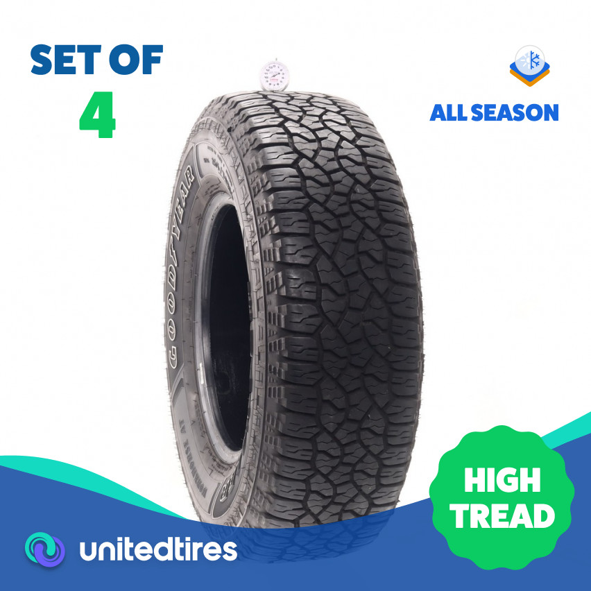 Set of (4) Used 265/70R16 Goodyear Wrangler Workhorse AT 112T – 9.5-11.5/32