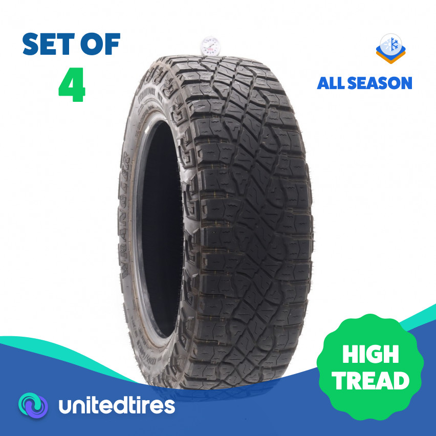 Set of (4) Used LT 265/60R20 Goodyear Wrangler Territory MT 110/107S – 9-10.5/32