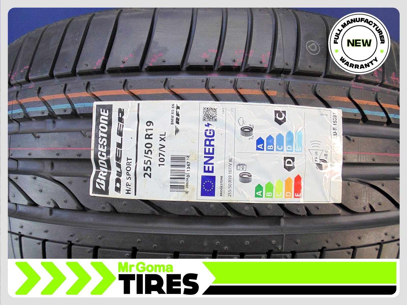 2 NEW 255/50R19 BRIDGESTONE DUELER H/P SPORT RFT XL TIRES Run flat 107V 2555019