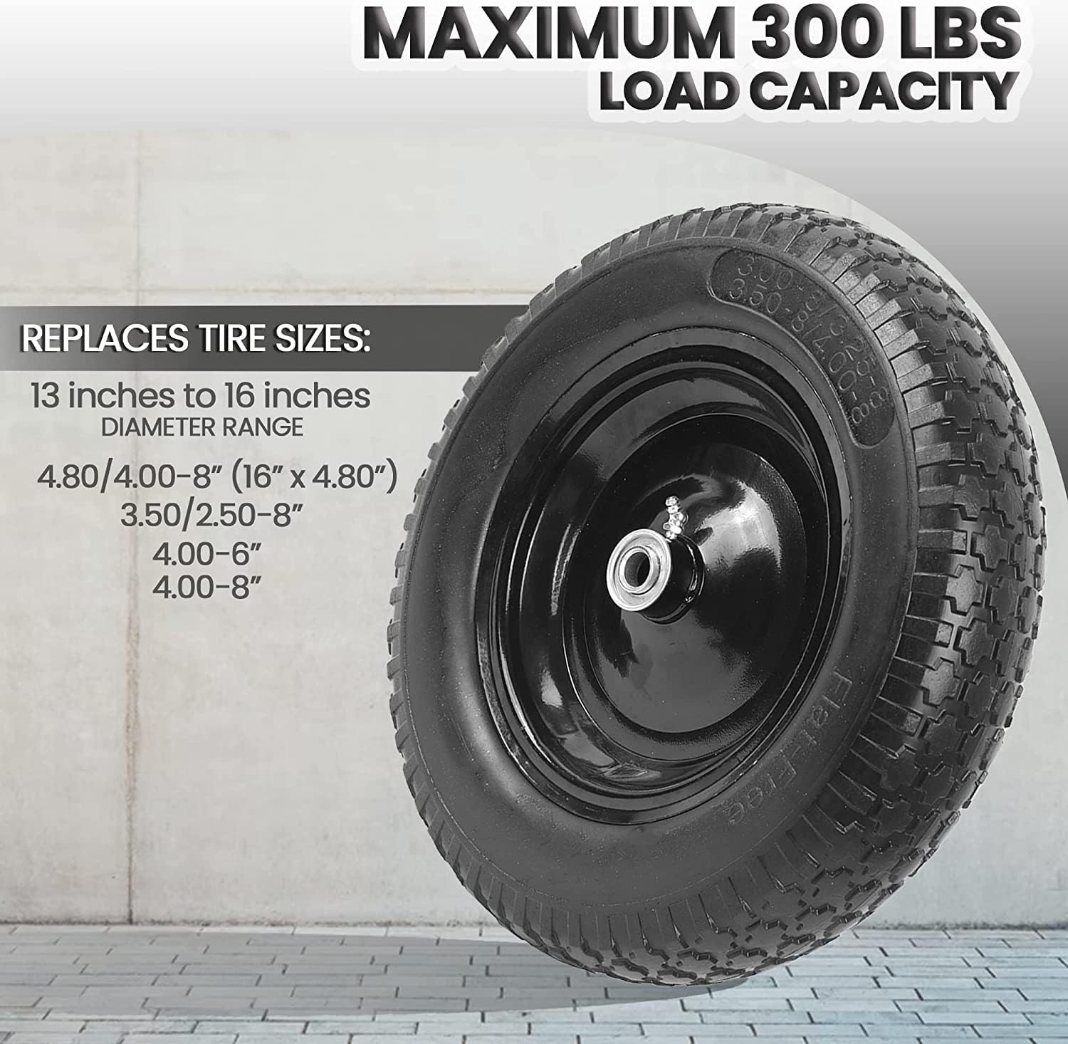 (2-PACK) 4.80/4.00-8 Flat Free Tire and Wheel – 14.5(Flat Free Tire)
