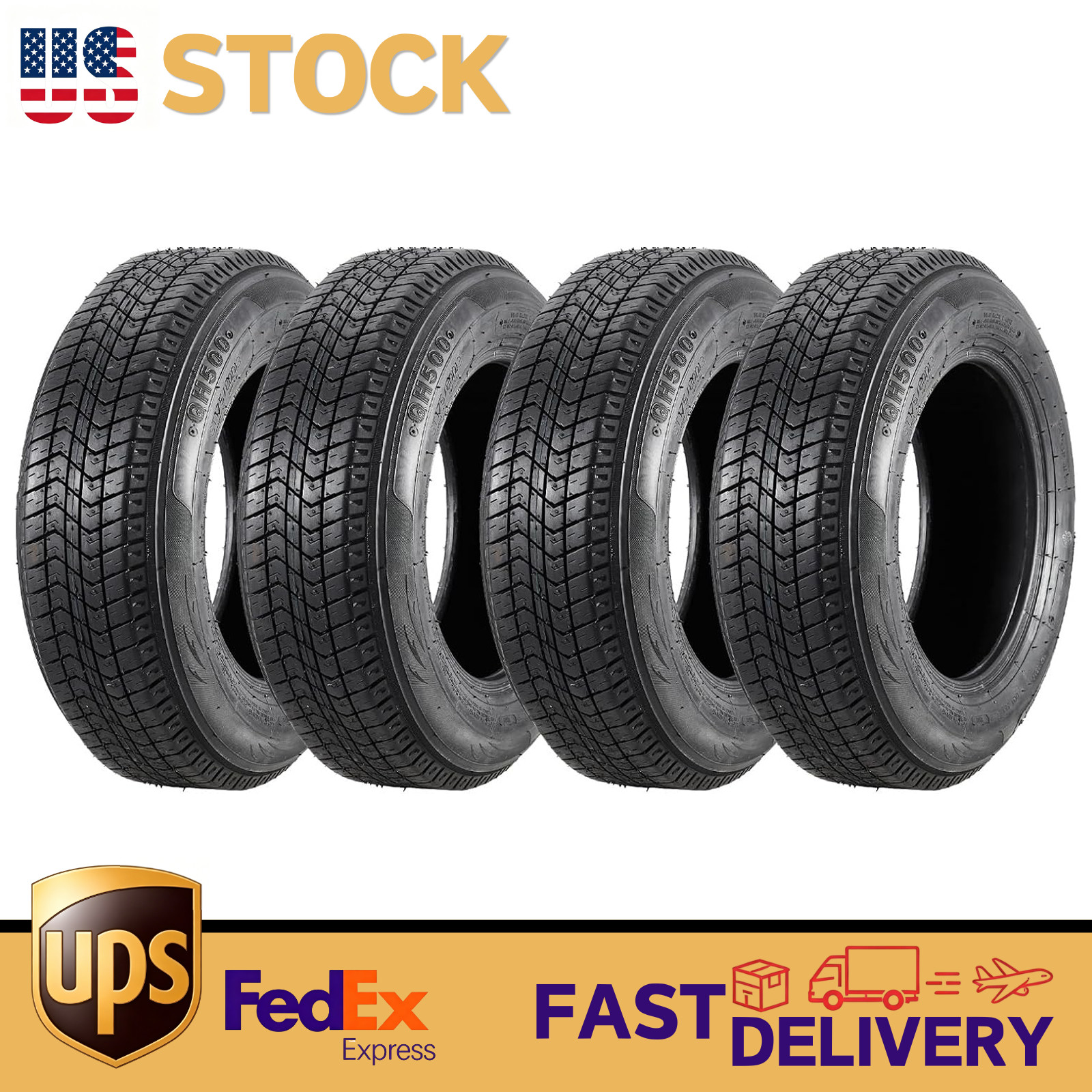Set of 4 Tires ST 205/75D14 205 75 14 Trailer Tires 6 Ply Load Range C Trailer