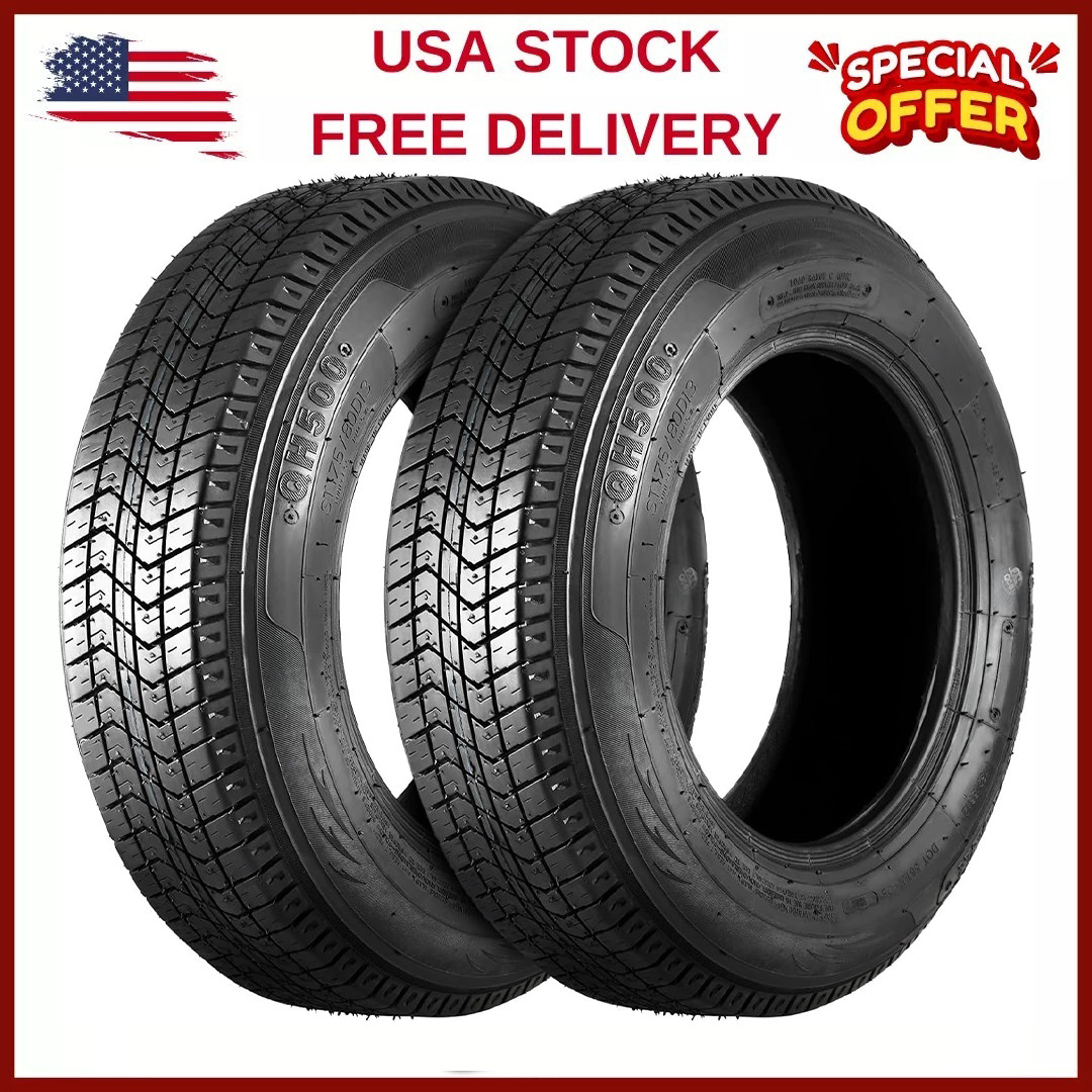 4pcs ST205/75D14 Trailer Tires 205 75 D14 Heavy Duty Tubeless Cargo/Boat Tires