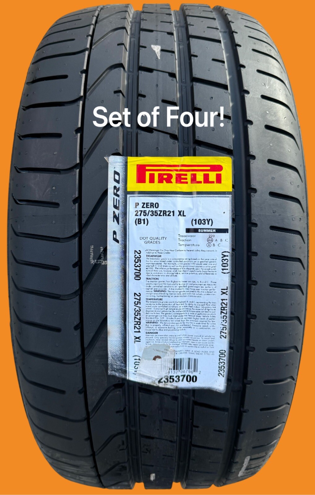 FOUR BRAND NEW 275/35ZR21 Pirelli P Zero Tires For Bentley & Audi RS6 / RS7 / S8